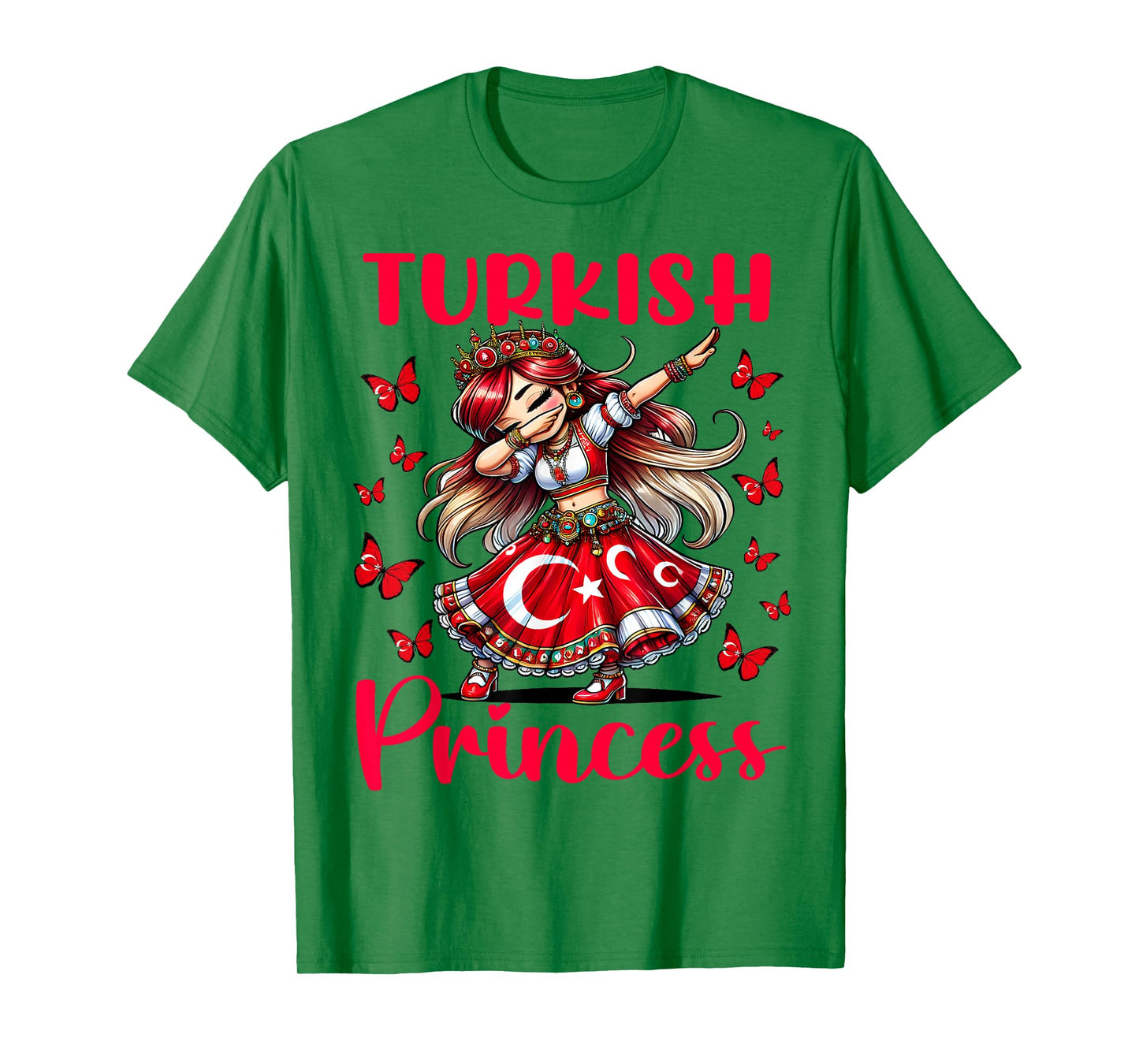 Turkish Princess Dab Girl Flag Dress Cultural Souvenir Kids T-Shirt