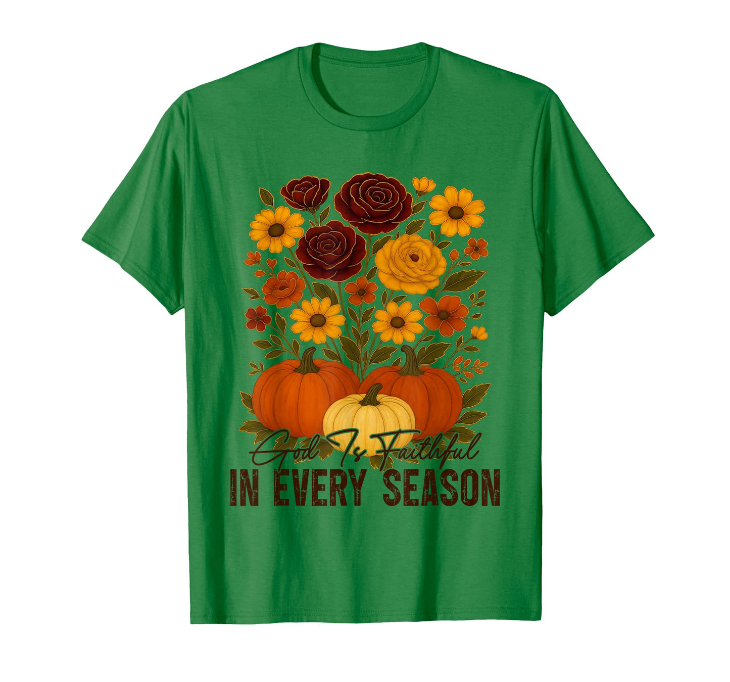 God is Faithful in Every Season Christian Fall Boho Floral T-Shirt