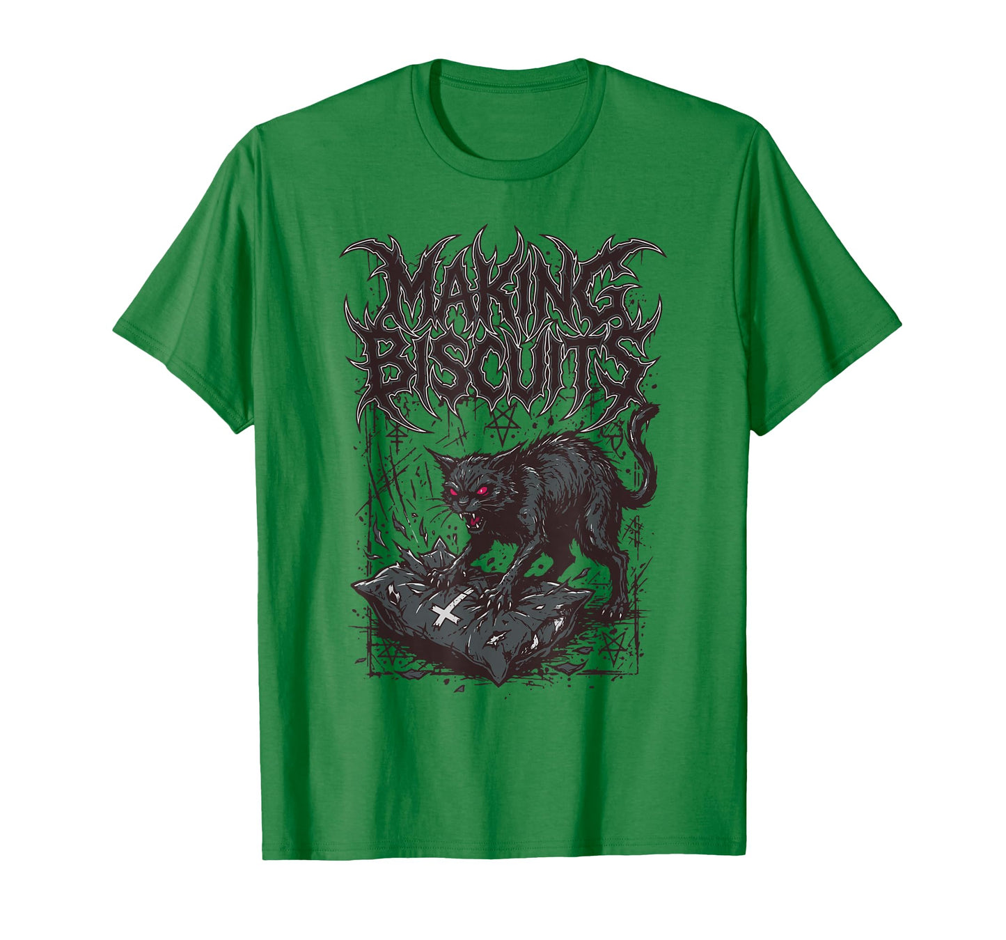 Death Metal Cat Making Biscuits Funny Heavy Metal T-Shirt