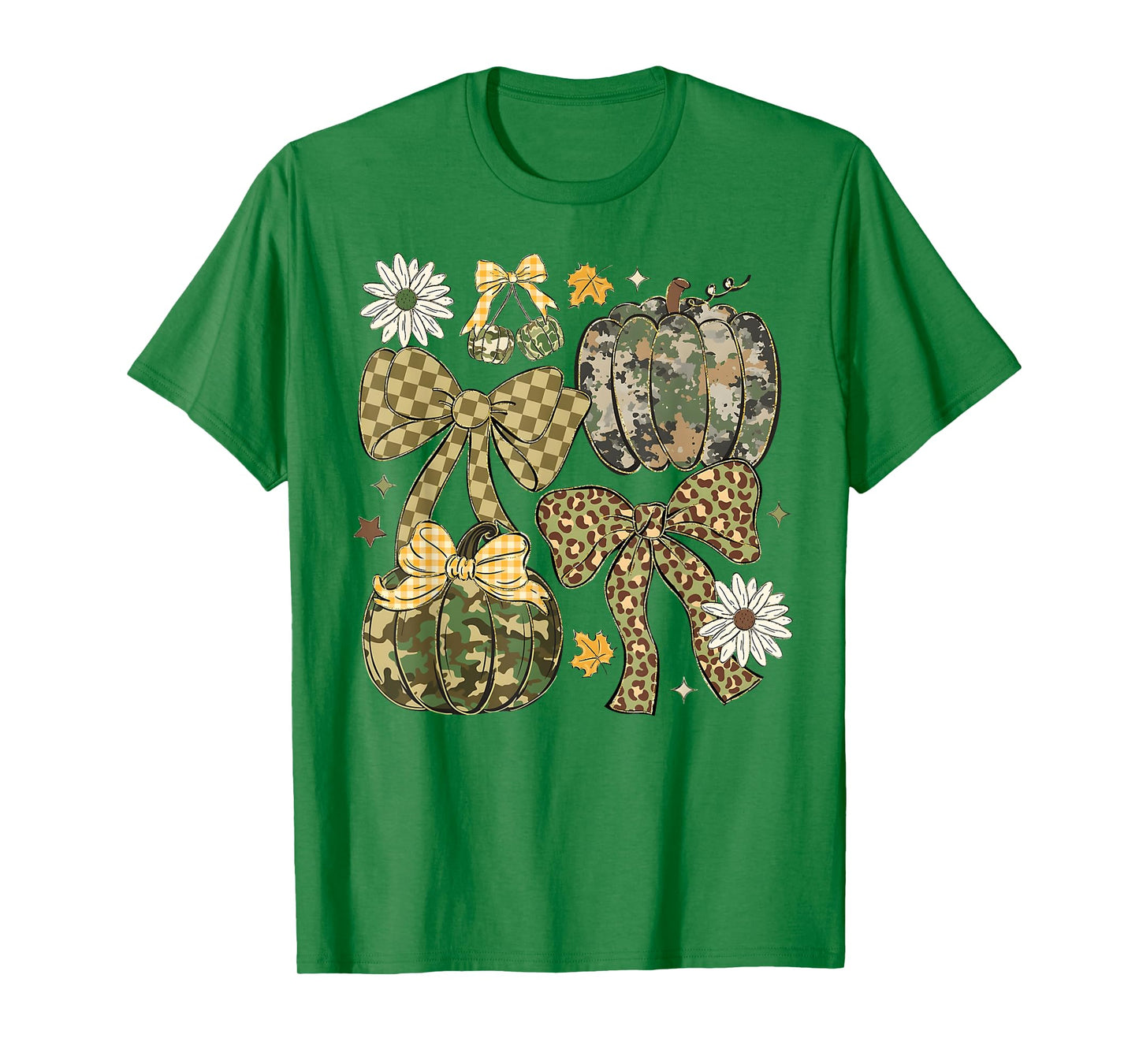 Leopard Camo Coquette Bow Pumpkin Thanksgiving Rustic Fall T-Shirt