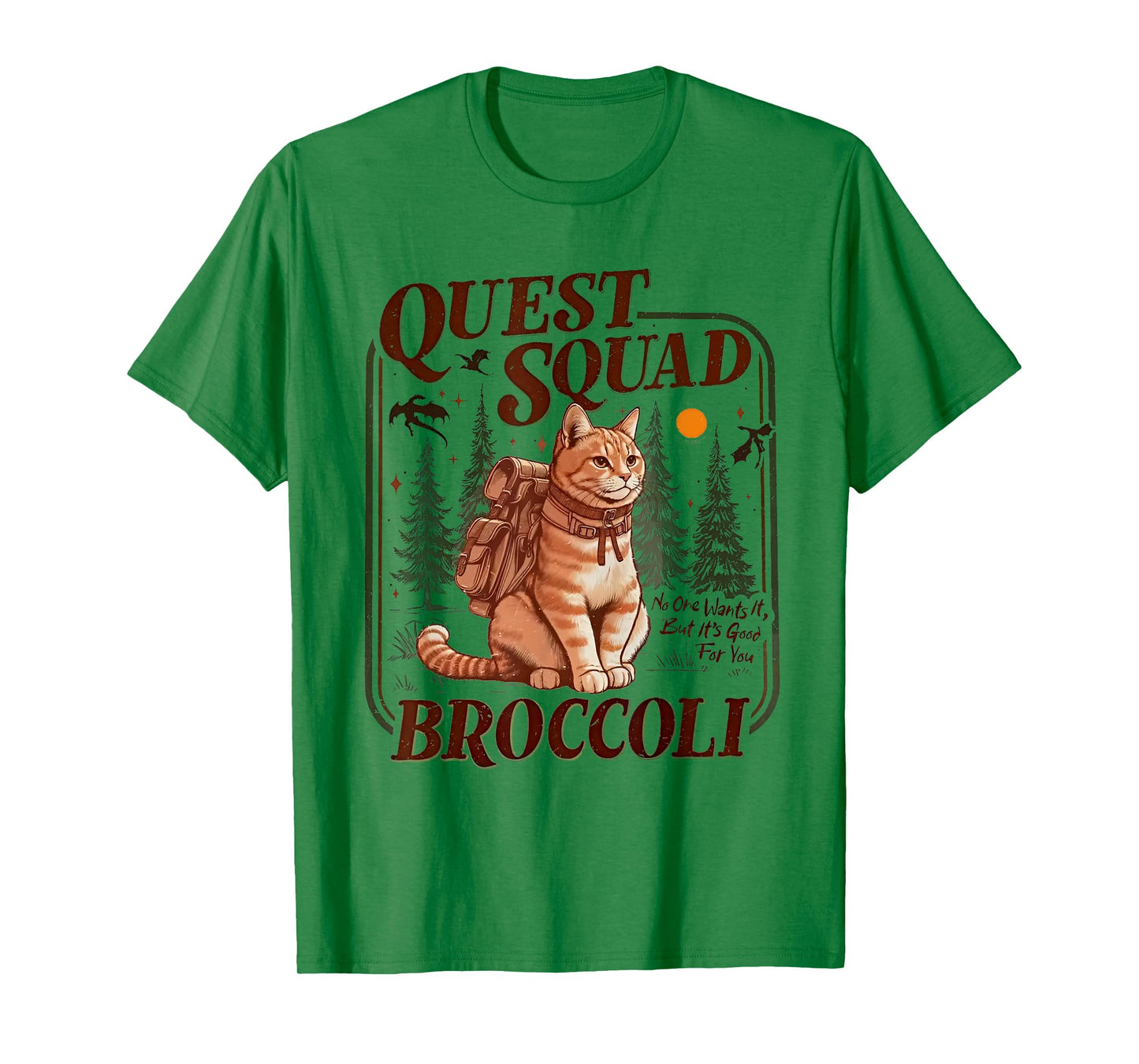 Quest Fantasy Squad Broccoli Funny Cat T-Shirt