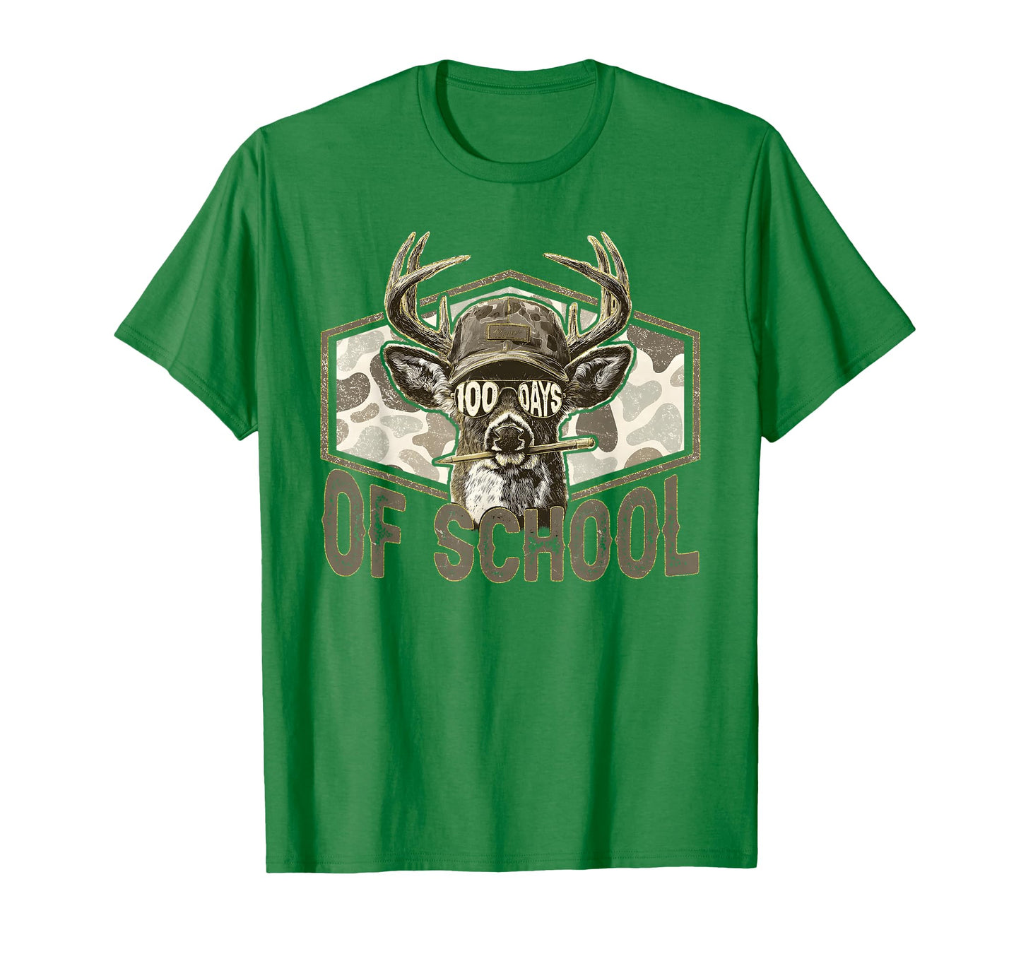 100 Days of School Deer Hunting Camo Hunter Teacher Boy Men T-Shirt