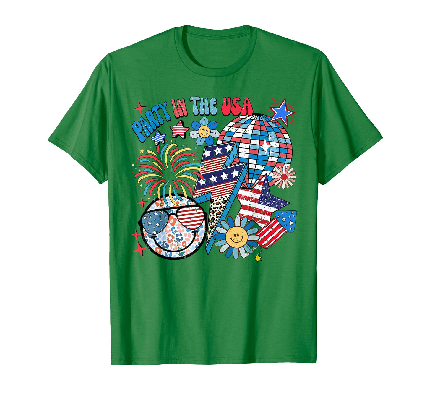 American Flag Party In USA 4th July Patriotic Kids Teen Girl T-Shirt