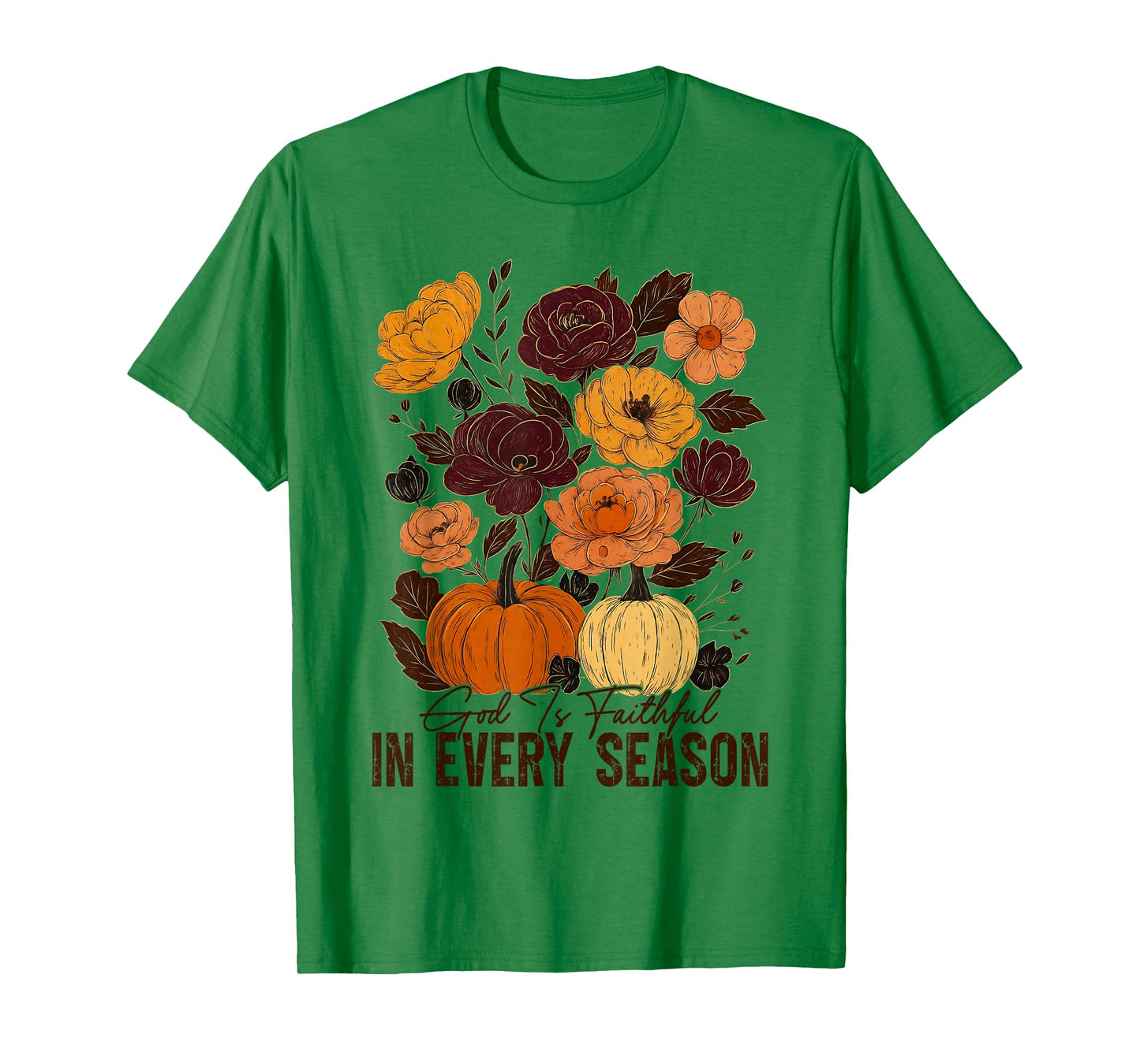God is Faithful in Every Season Christian Fall Boho Floral T-Shirt