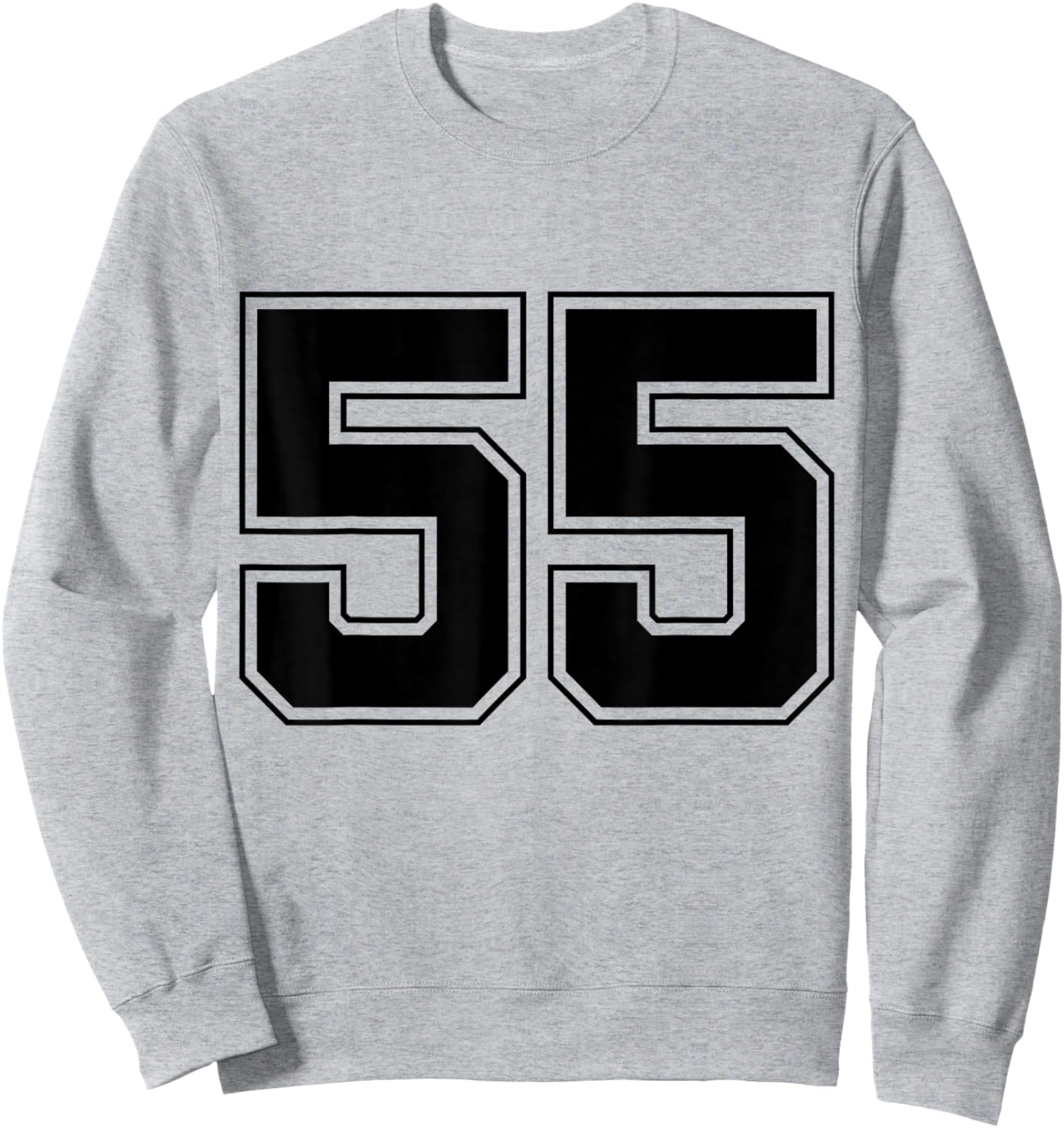 Number 55 Big Bold Capital Varsity Alphabet Monogram Sweatshirt - Sweatshirt | Ash