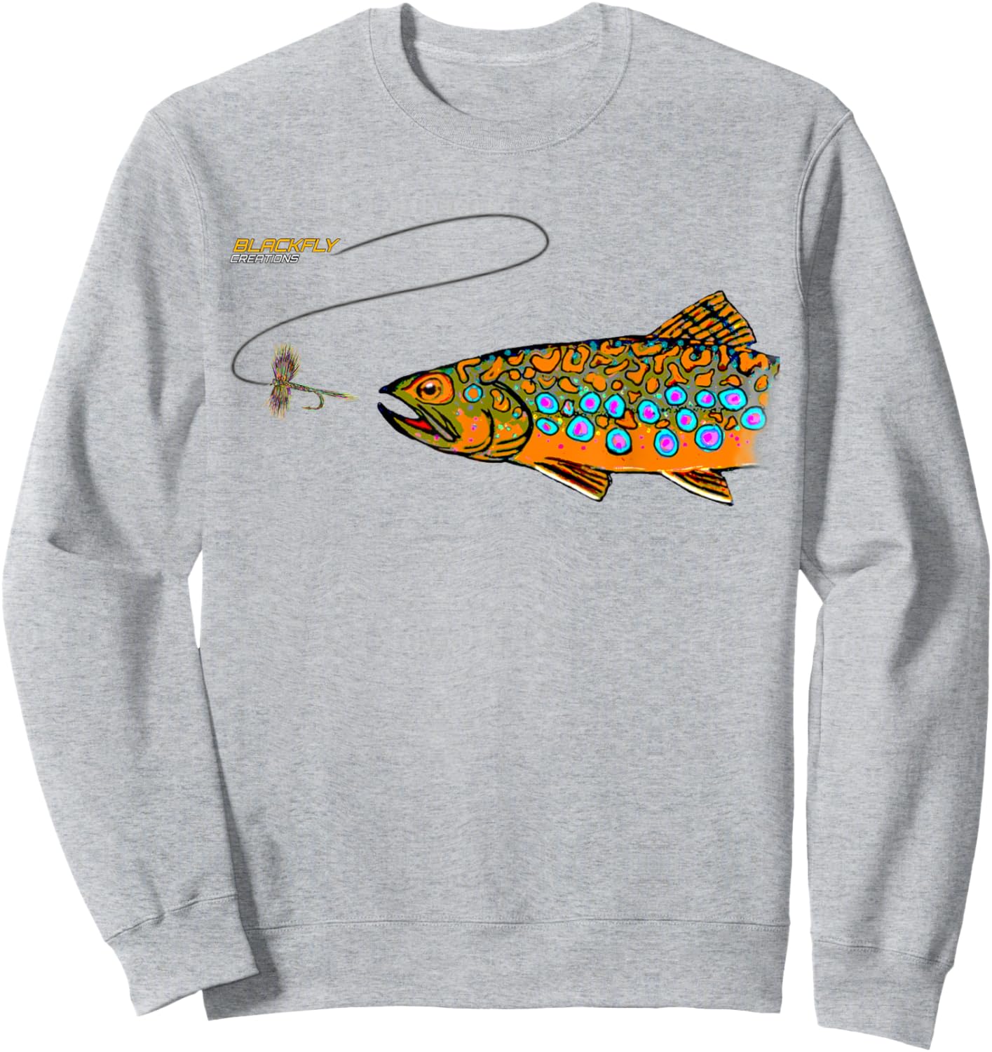 Brook Trout Fly Fishing Shirts Gifts by Black Fly Sweatshirt - Sweatshirt | Ash