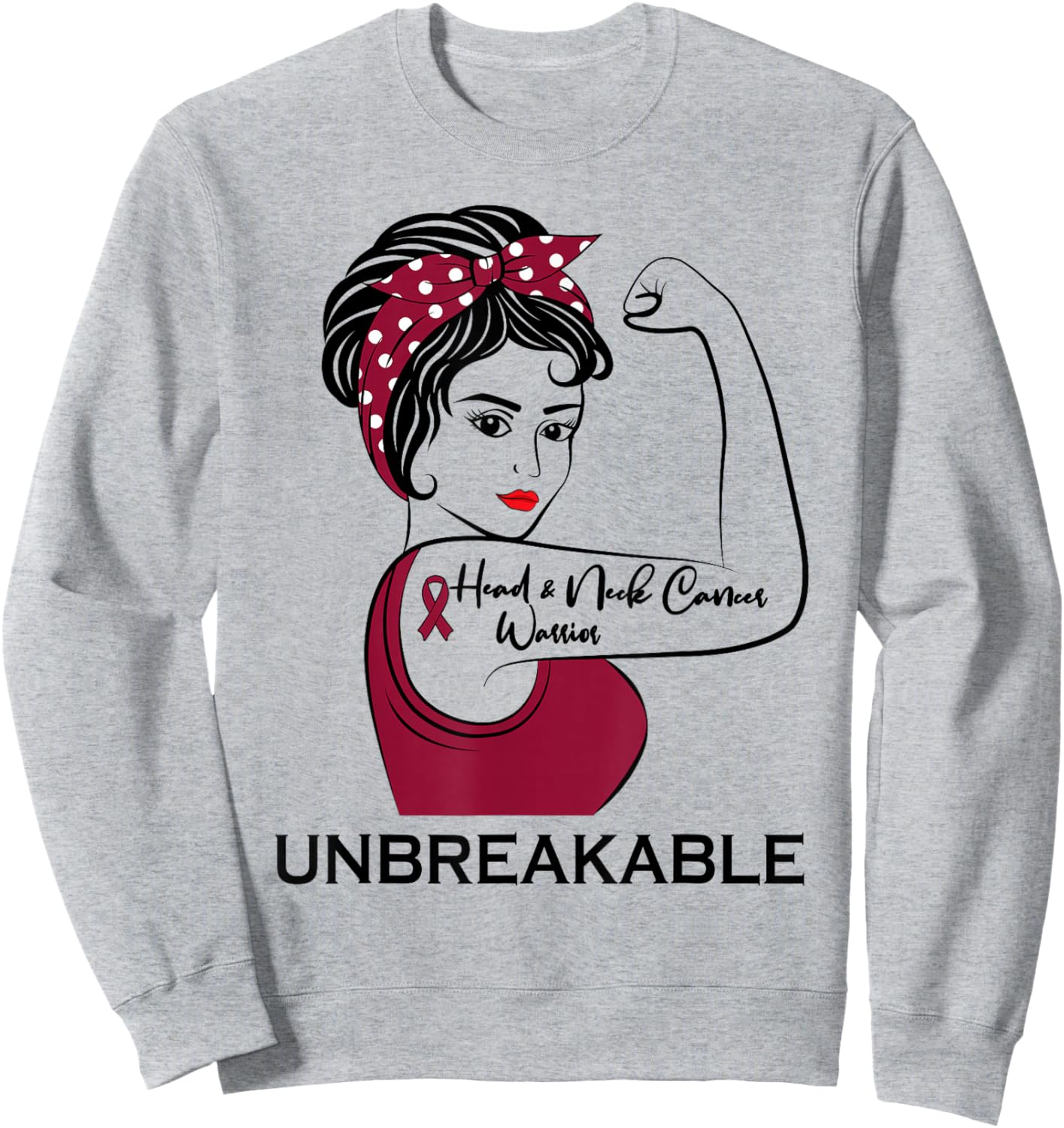 Head and Neck Cancer Warrior Unbreakable Awareness Sweatshirt - Sweatshirt | Ash