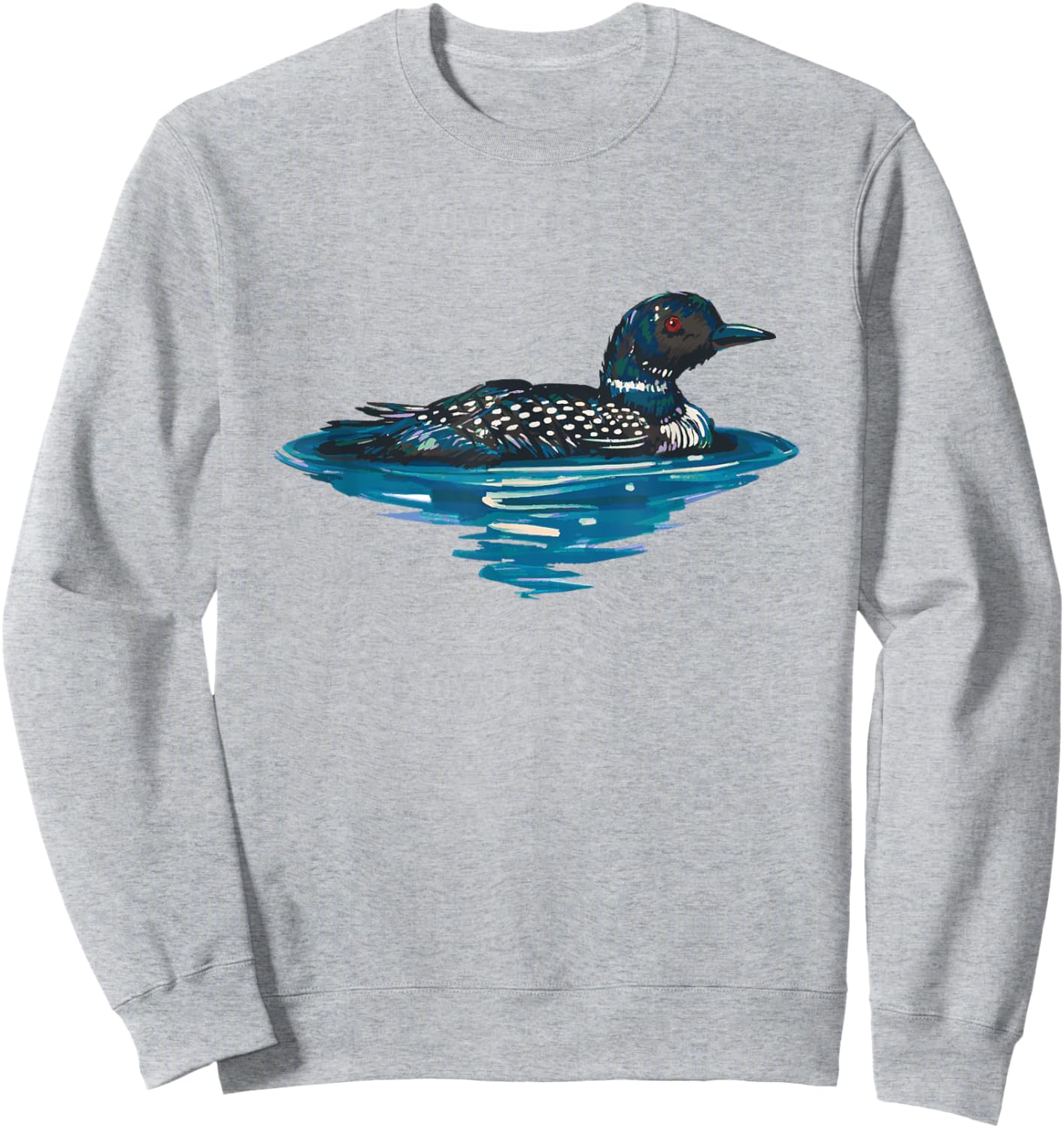 Loon Bird Painting Duck Lake Sweatshirt - Sweatshirt | Ash