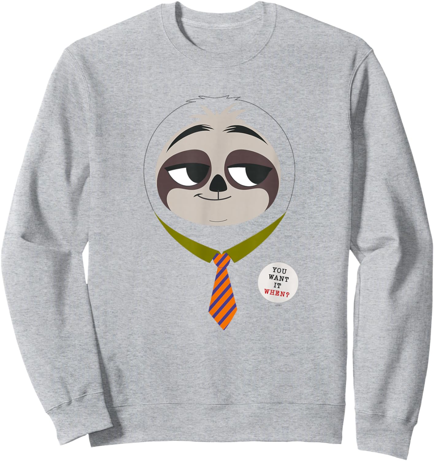 Disney Zootopia Flash The Sloth Face Sweatshirt - Sweatshirt | Ash