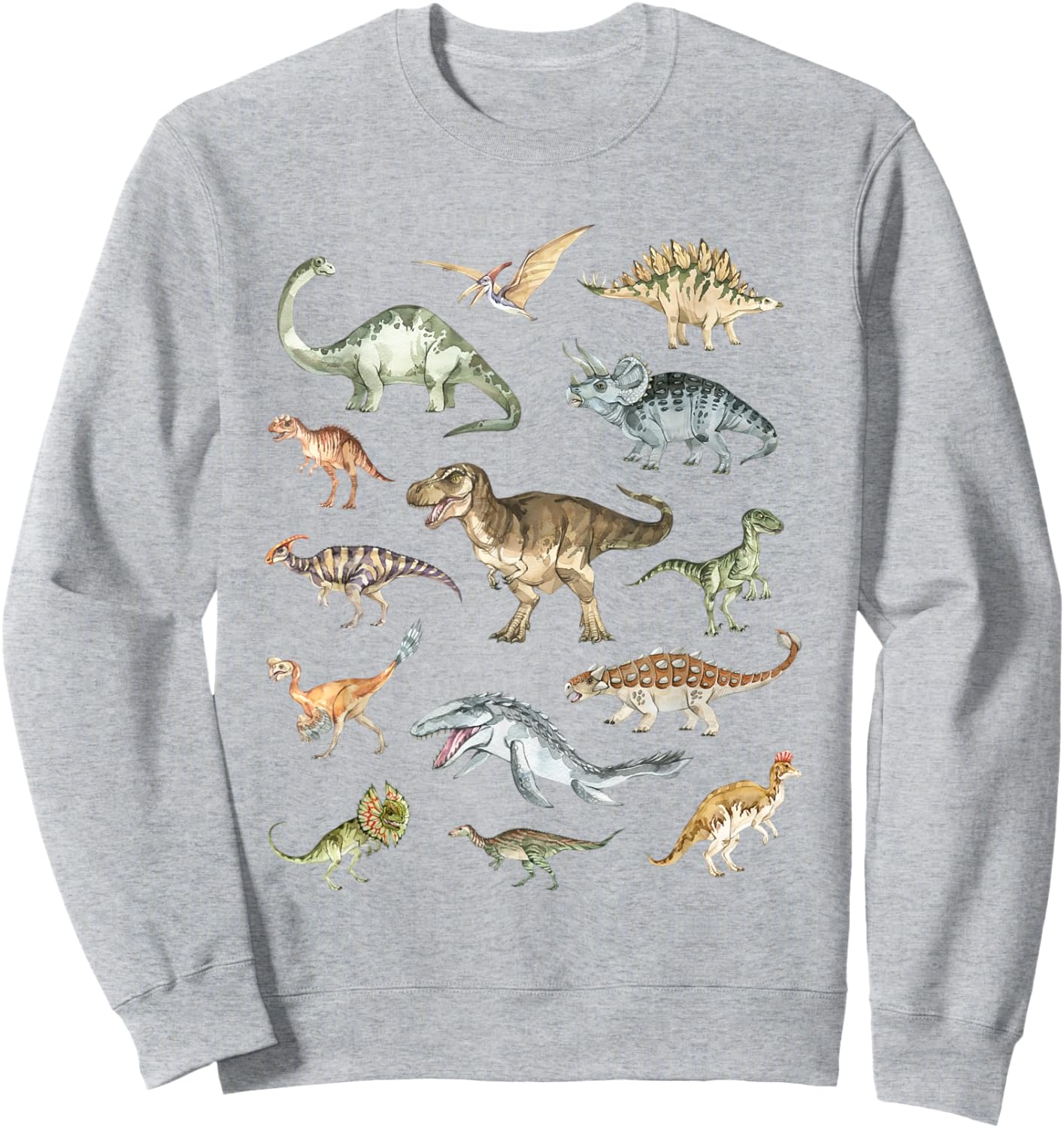 Types Of Dinosaurs Lover Paleontology Trex Velociraptor Kids Sweatshirt - Sweatshirt | Ash
