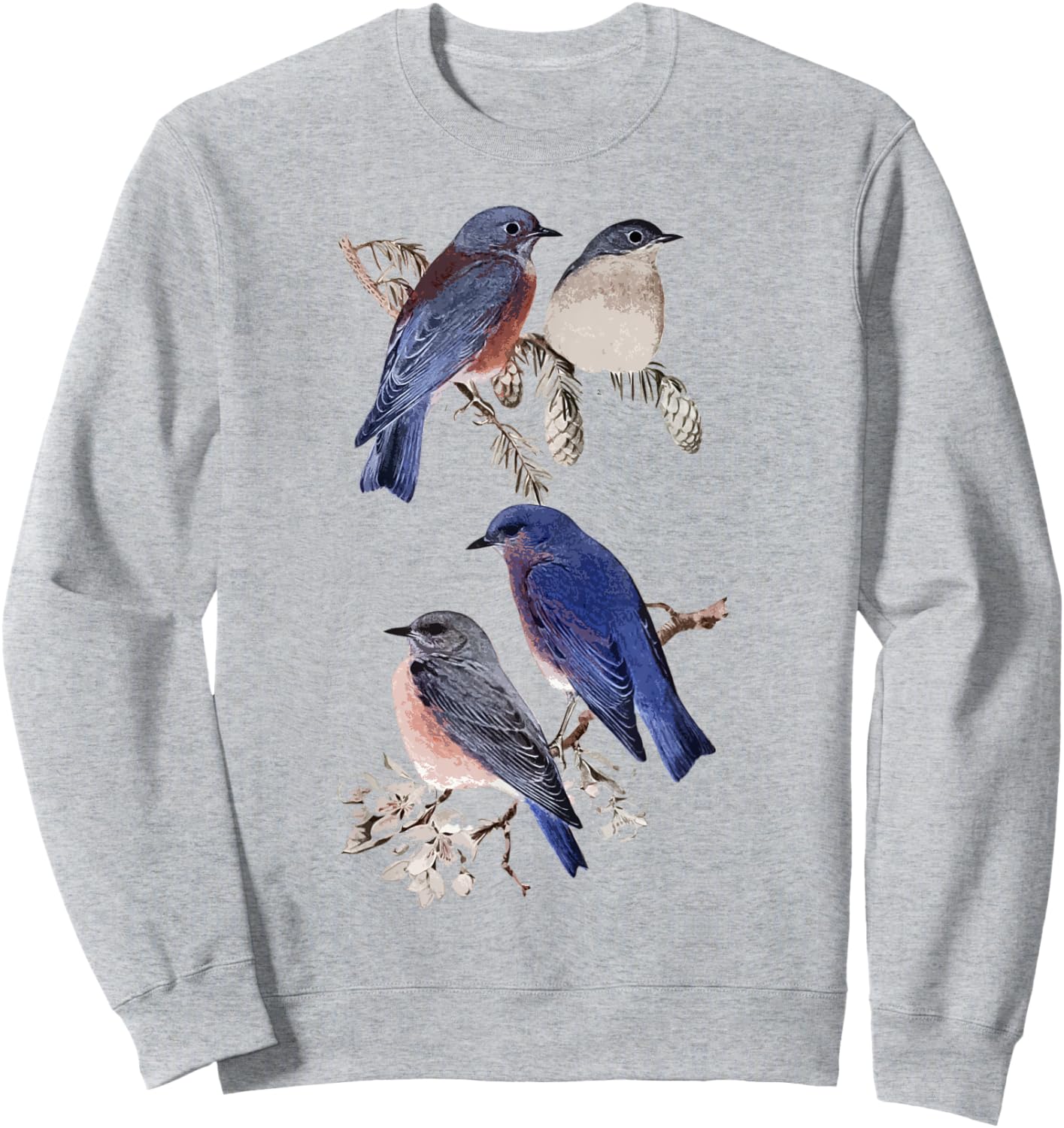 Patience Bluebird of Happiness Blue Bird Eastern Bluebird Sweatshirt - Sweatshirt | Ash