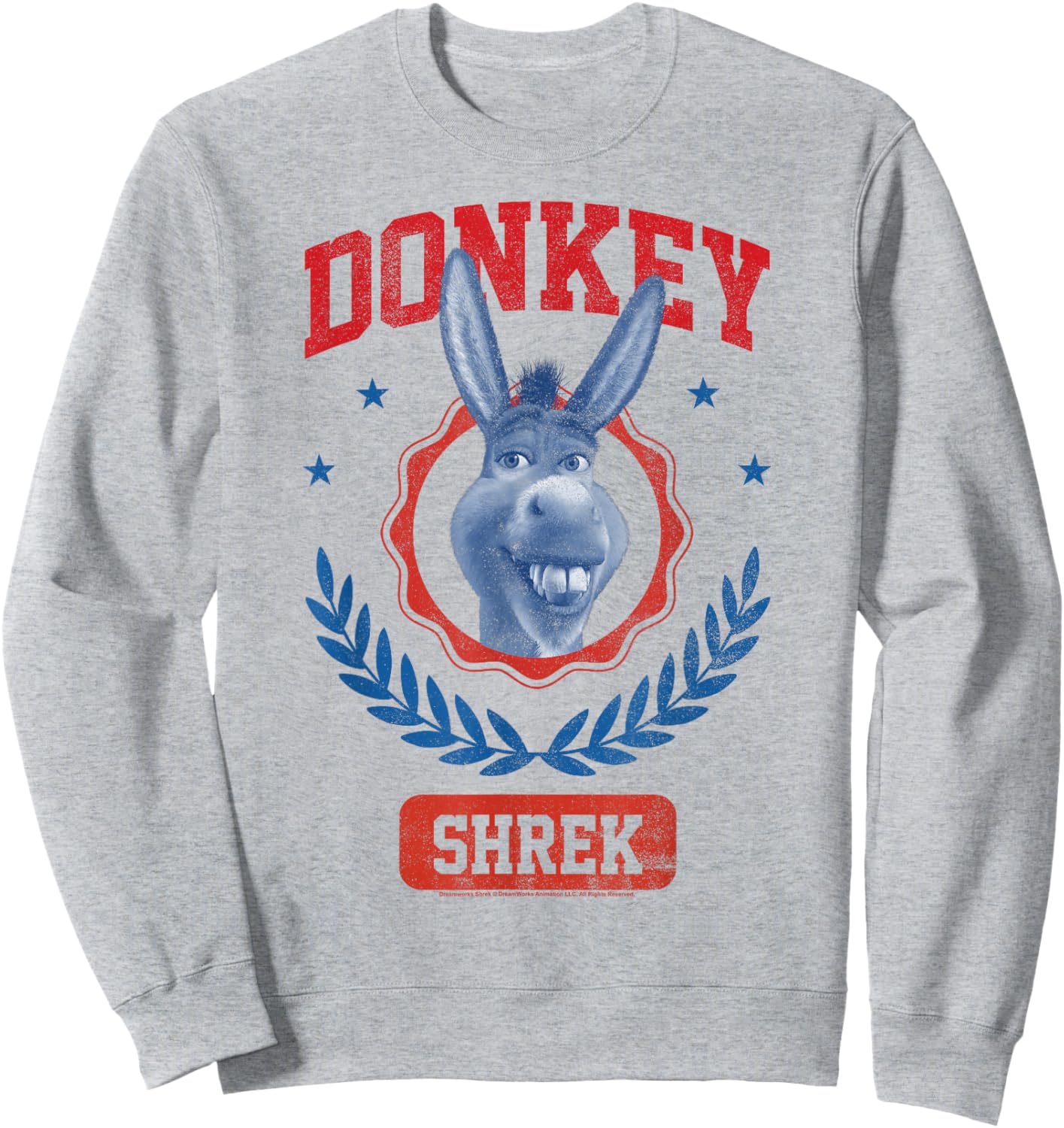 Shrek 4th of July Donkey Collegiate Poster Sweatshirt - Sweatshirt | Ash