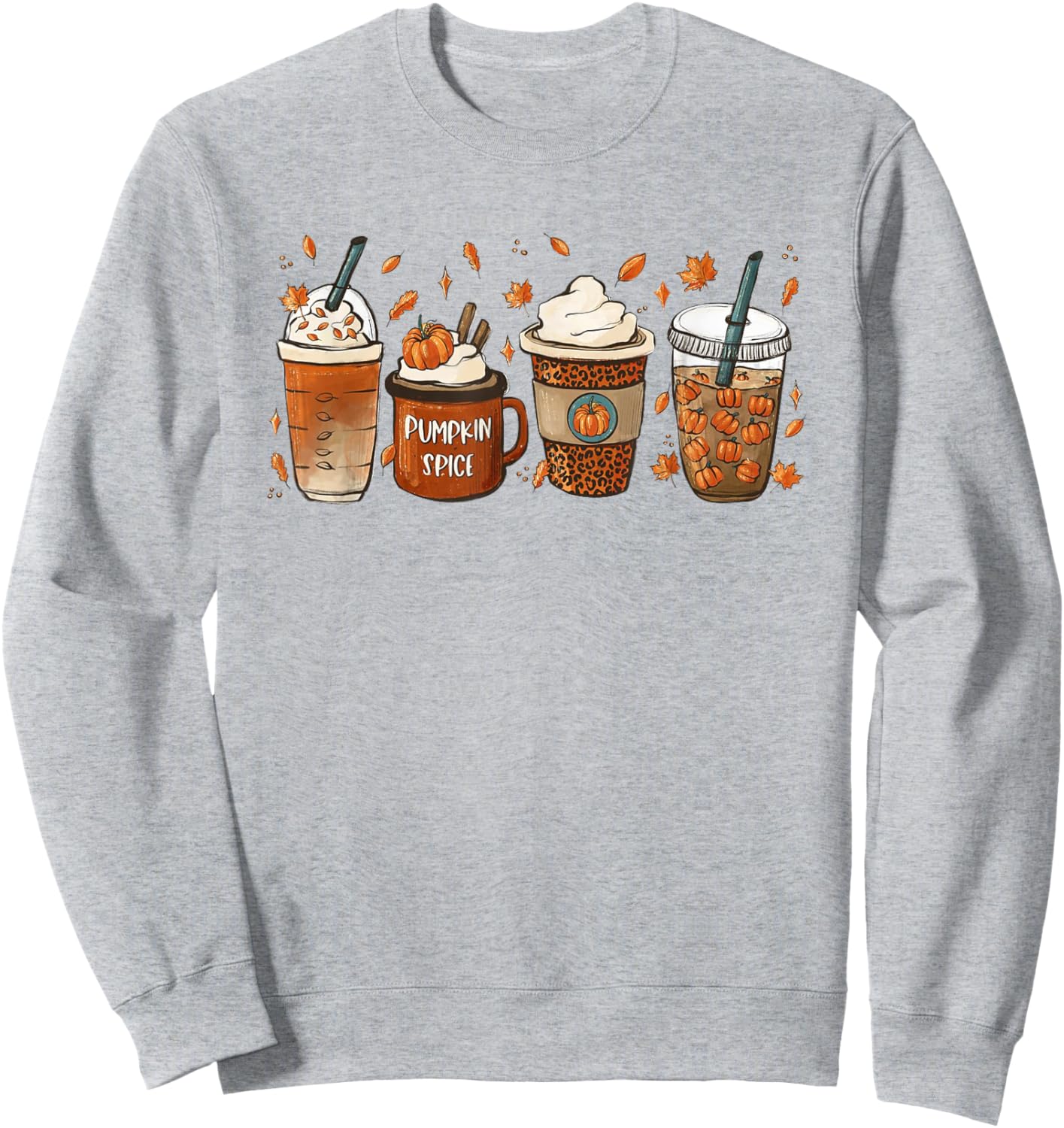 Fall Coffee Pumpkin Spice Latte Iced Warm Cozy Autumn Orange Sweatshirt - Sweatshirt | Ash