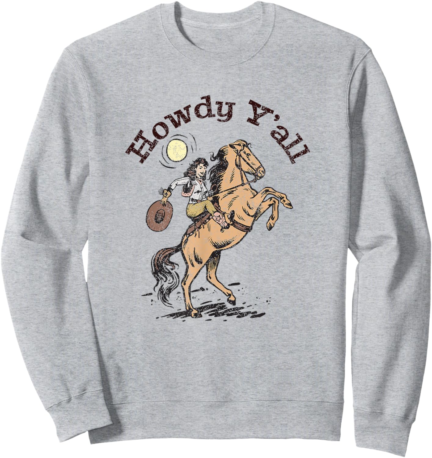 Vintage Howdy Y'All Rodeo Western Country Southern Cowgirl Sweatshirt - Sweatshirt | Ash