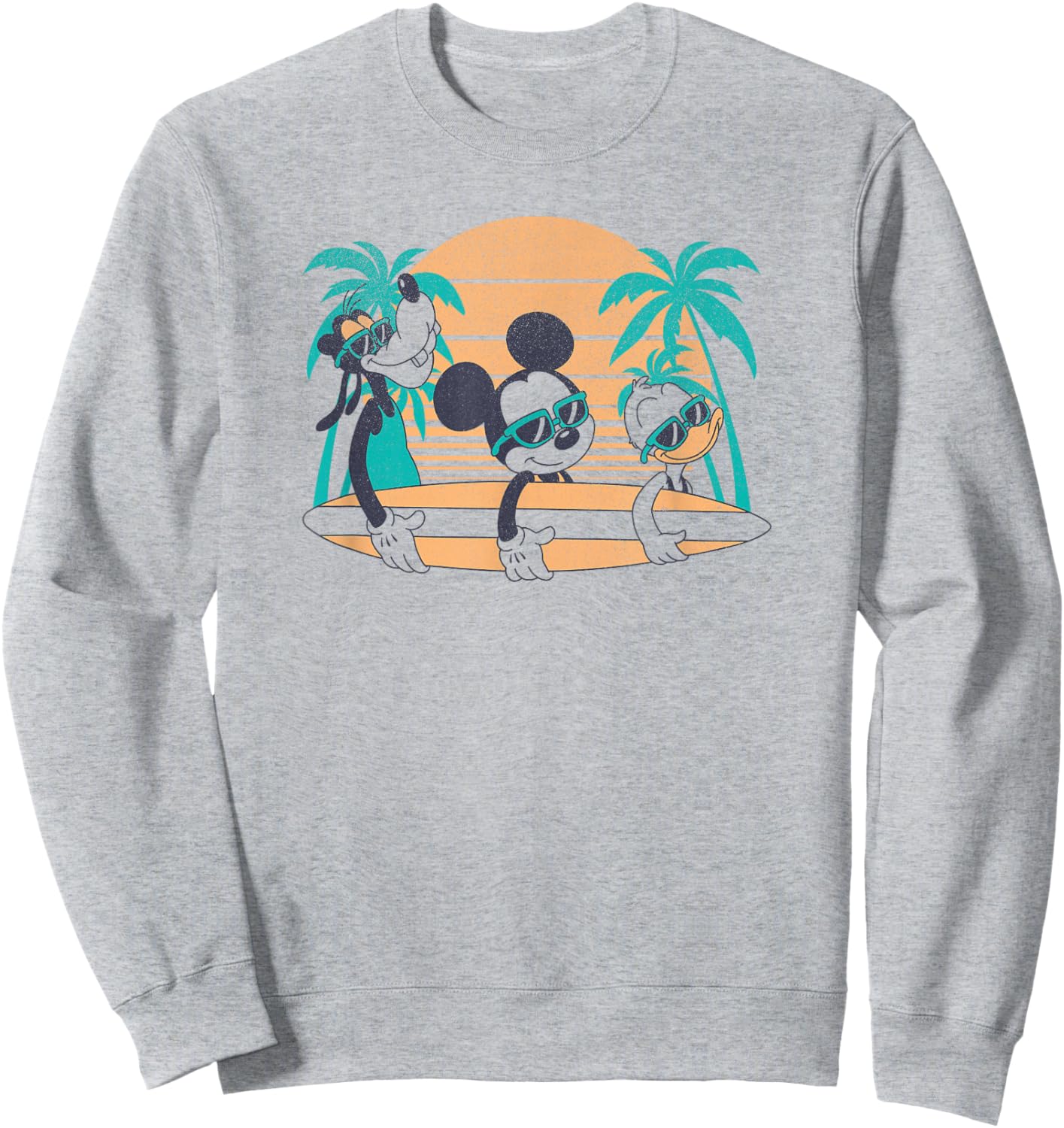 Disney Mickey and Friends Retro Surf Group Small Sweatshirt - Sweatshirt | Ash