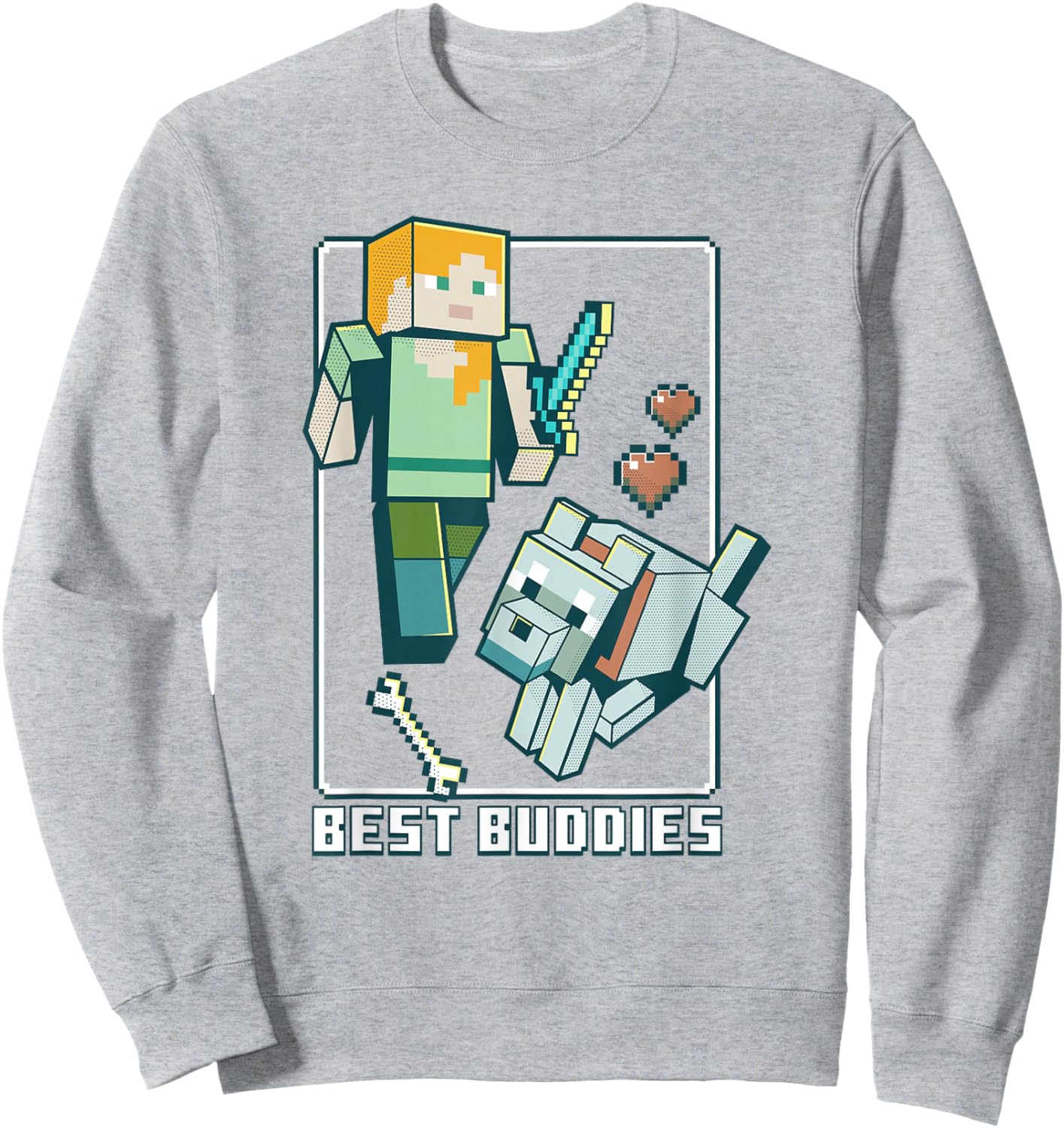 Minecraft Alex and Wolf Best Buddies Sweatshirt - Sweatshirt | Ash