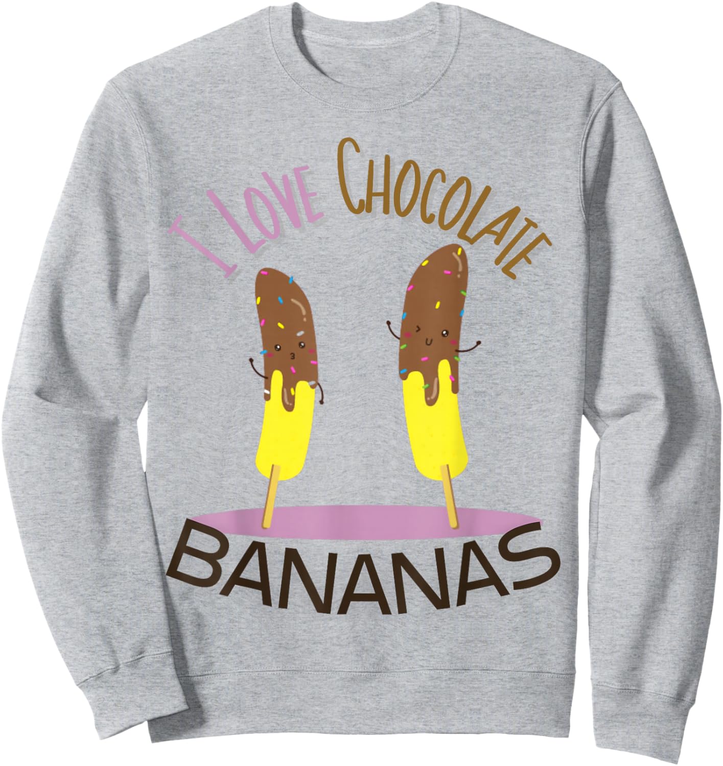 I Love Chocolate Bananas Sweatshirt - Sweatshirt | Ash