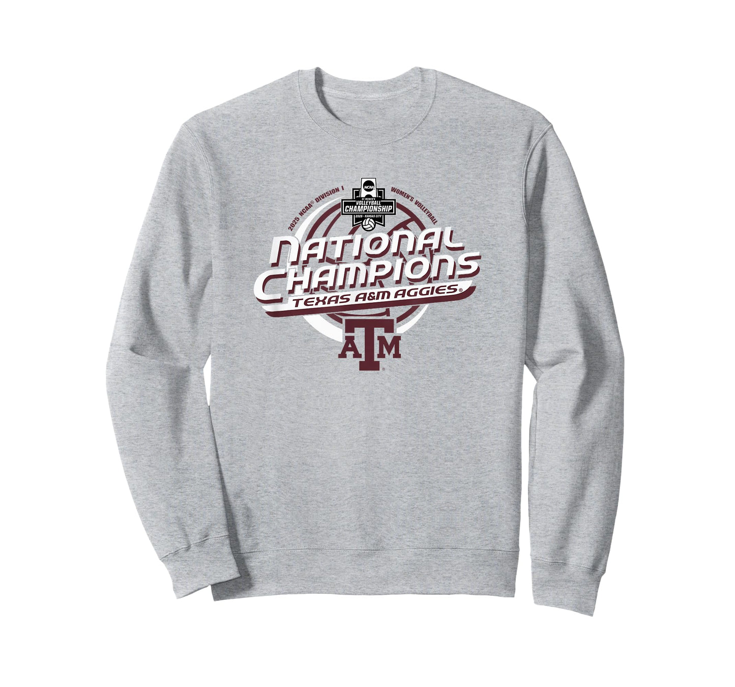 Texas A&M Aggies National Champs 2025 Volleyball Gray T-Shirt