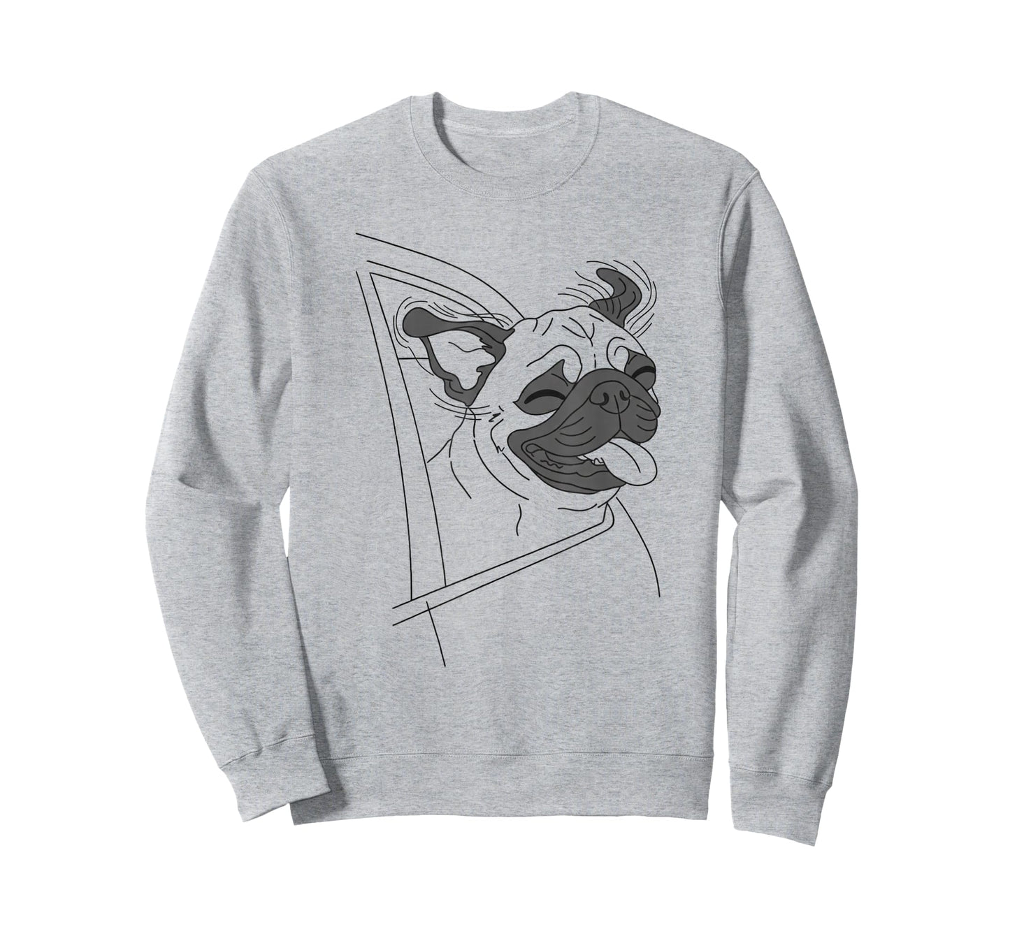 Car Window Pug Line Art for Dog T-Shirt