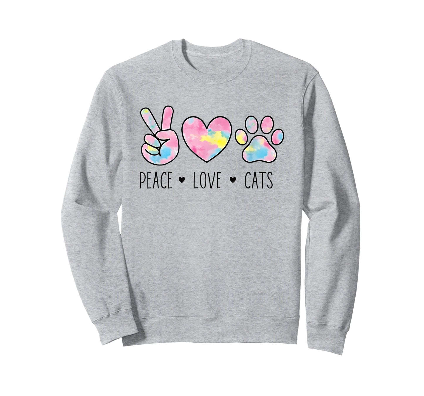 Peace Love Cats Cute Paw Heart Cat Lover Positive Animal T-Shirt