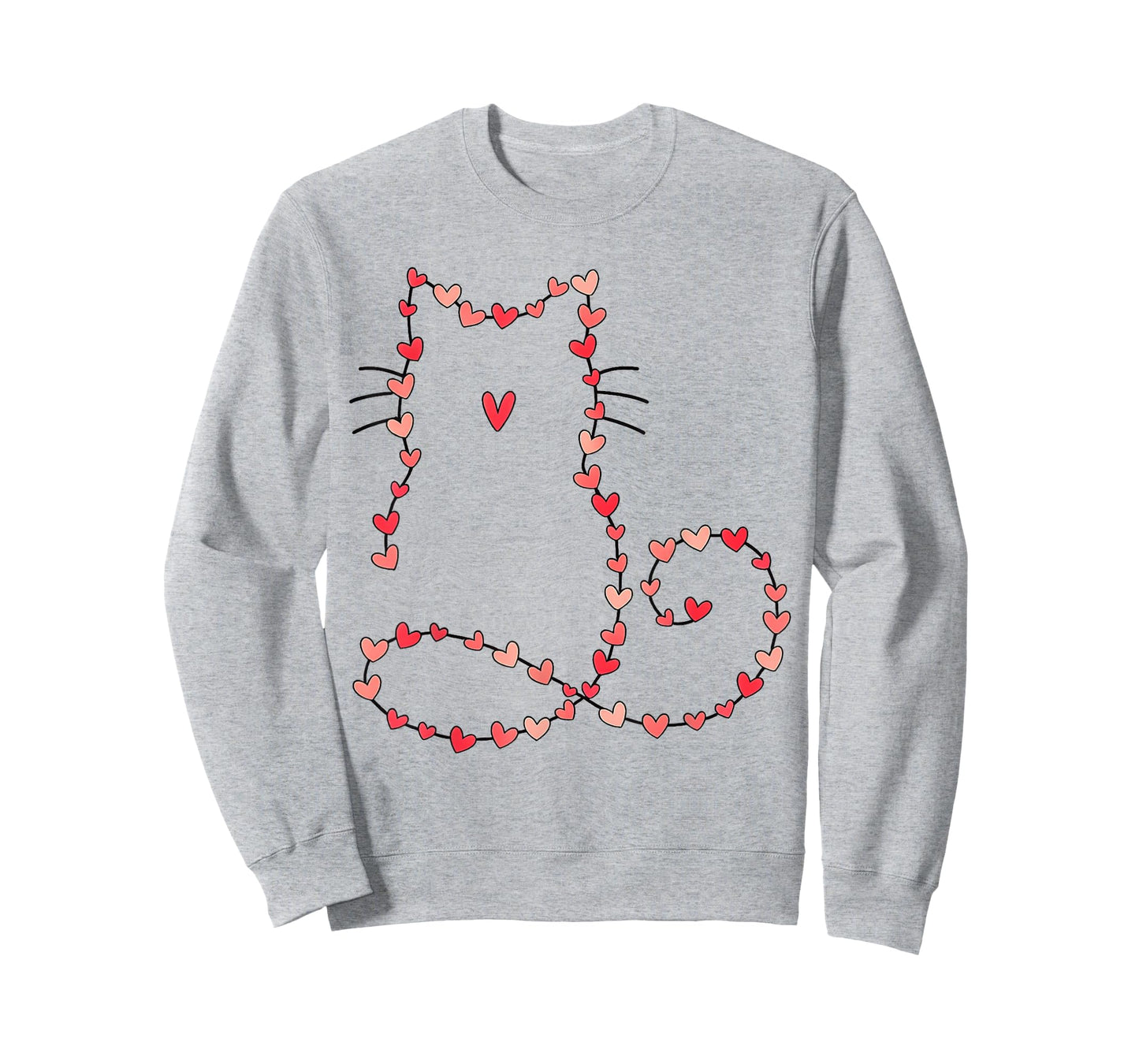 Cute Cat Outline Made of Hearts Valentine Style for Cat Love T-Shirt