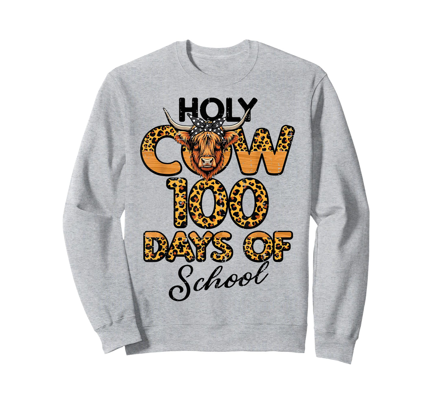 Holy Cow 100 Days of School Leopard 100th Day Kids Women T-Shirt