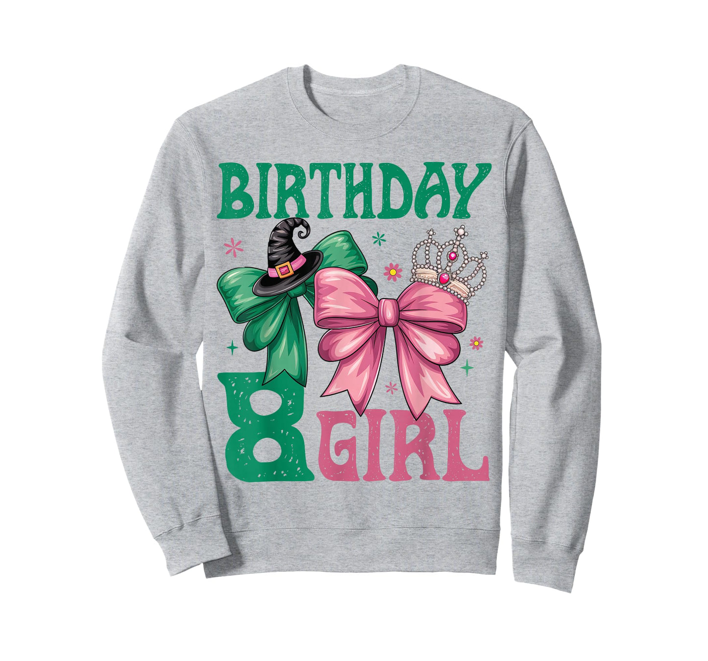 8th Birthday Girl Witch Pink Green 8 Year Old Birthday Girl T-Shirt