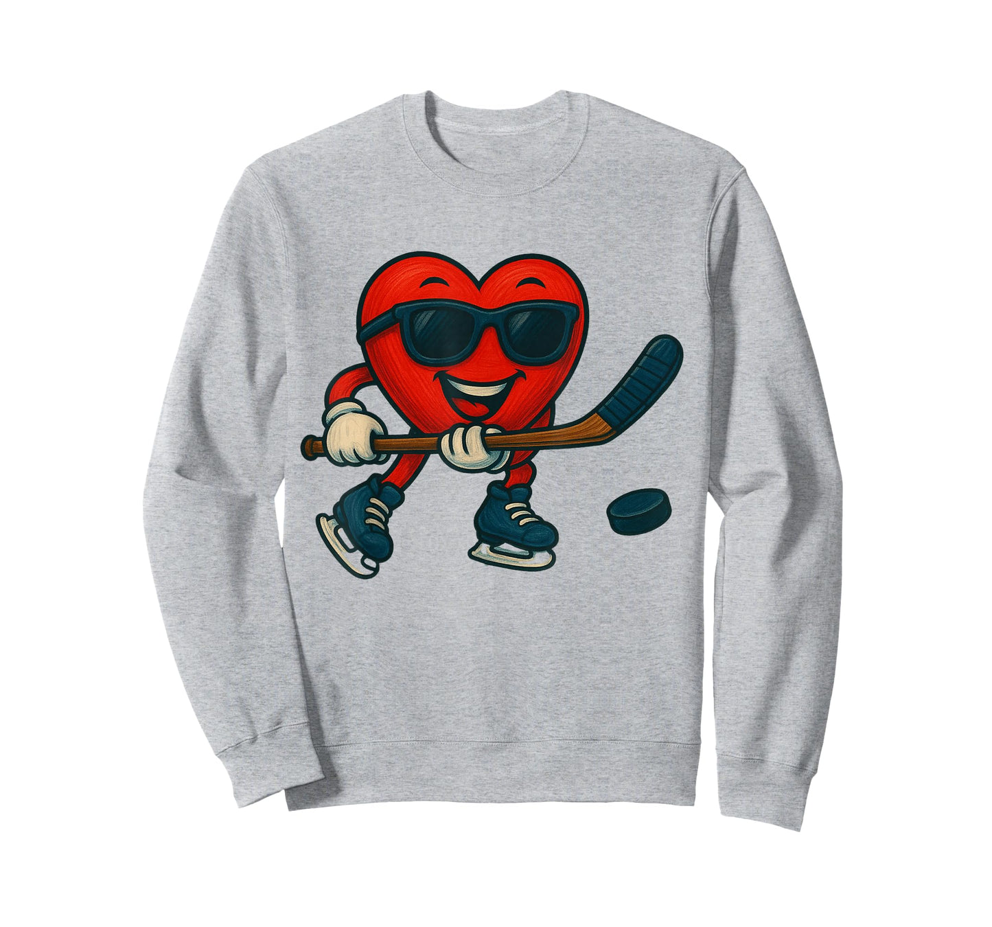 Valentines Day Ice Hockey Funny Red Heart Love Boys Kids T-Shirt
