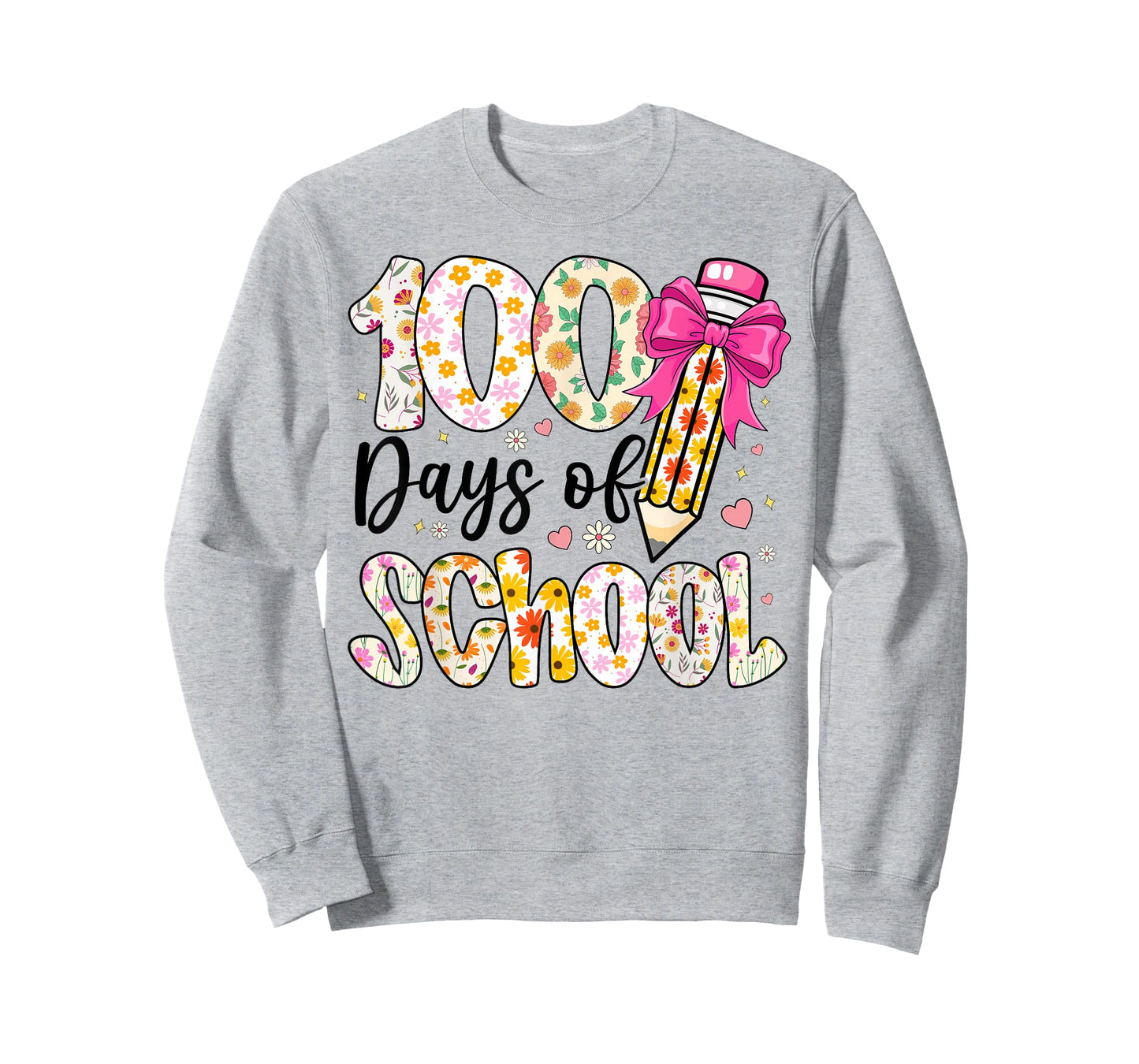 100 Days of School Floral 100th Day of School Teachers Girls T-Shirt