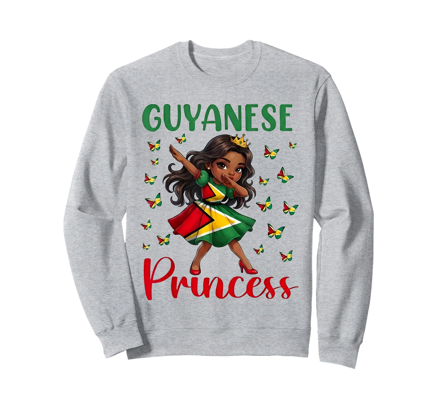 Cute Guyanese Princess Dabbing Girl Guyana Flag Pride T-Shirt