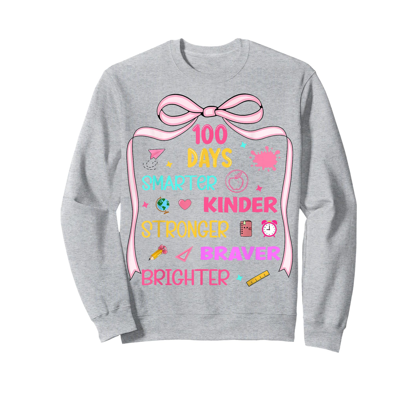 100 Days of School Smarter Kinder Coquette Bow Girls Women T-Shirt