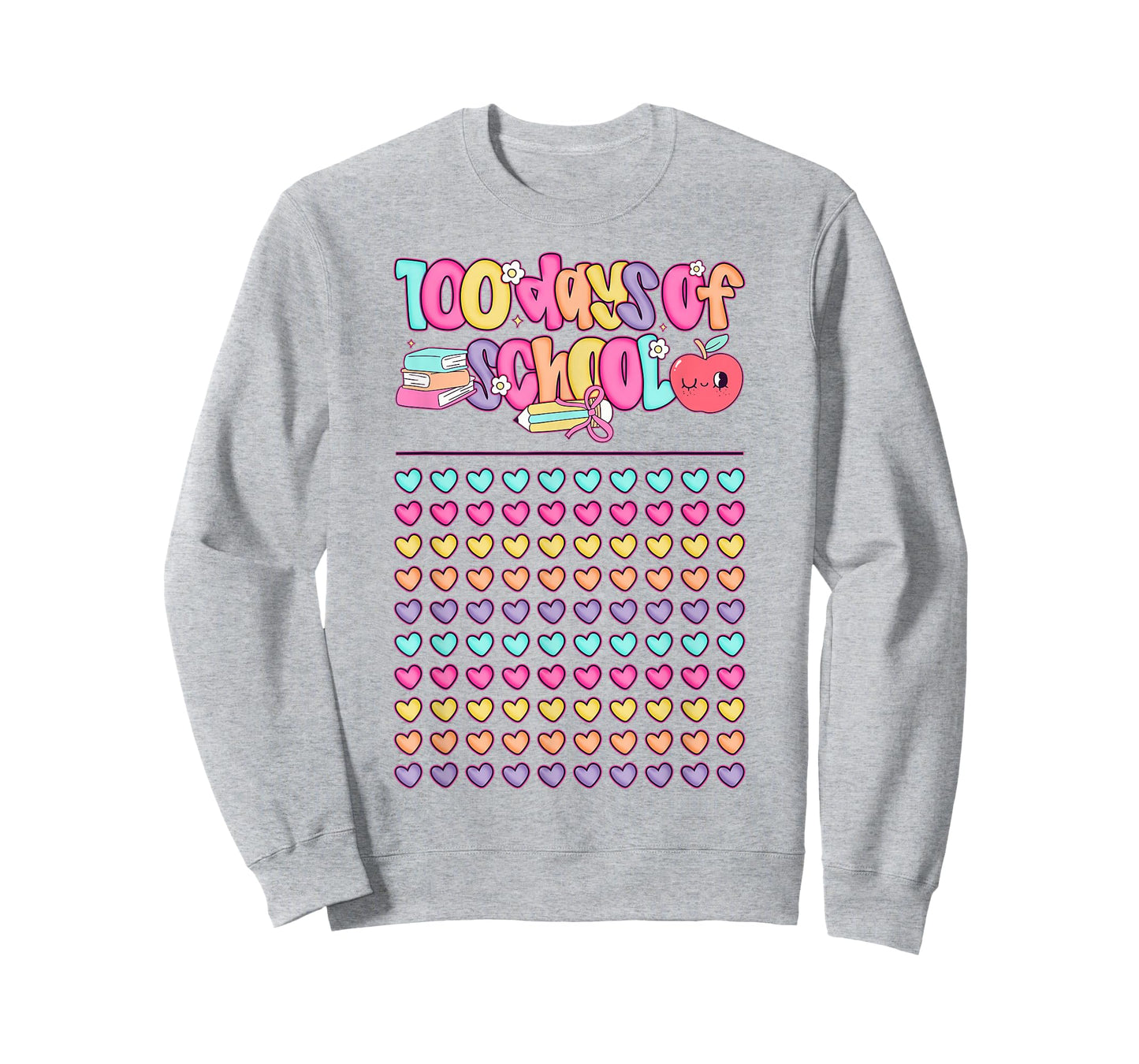 100 Days of School for Girl Kids Cute Hearts Student Teacher T-Shirt