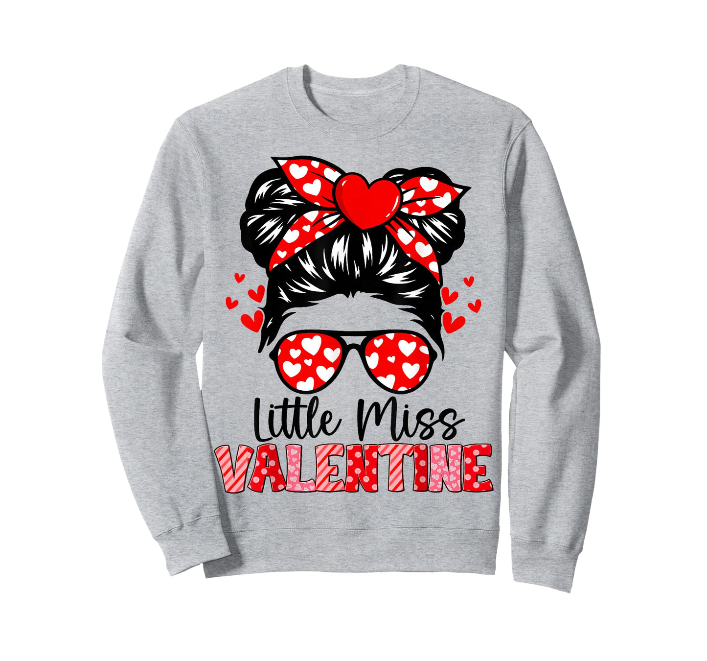 Cute Heart Bow Messy Bun Valentine for Women Girl T-Shirt