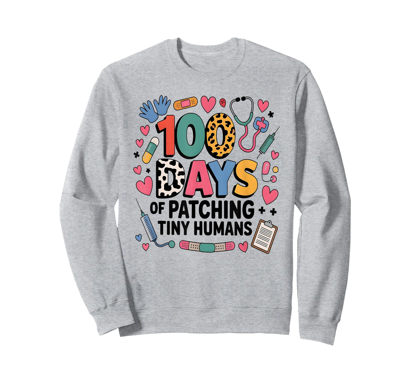 Funny School Nurse 100 Days PATCHING Tiny Humans Ice Pack NP T-Shirt