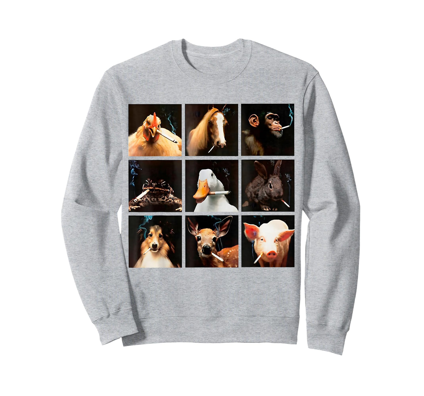 Funny Animals Smoking Mens Women Cute Cat Dog Duck Meme T-Shirt