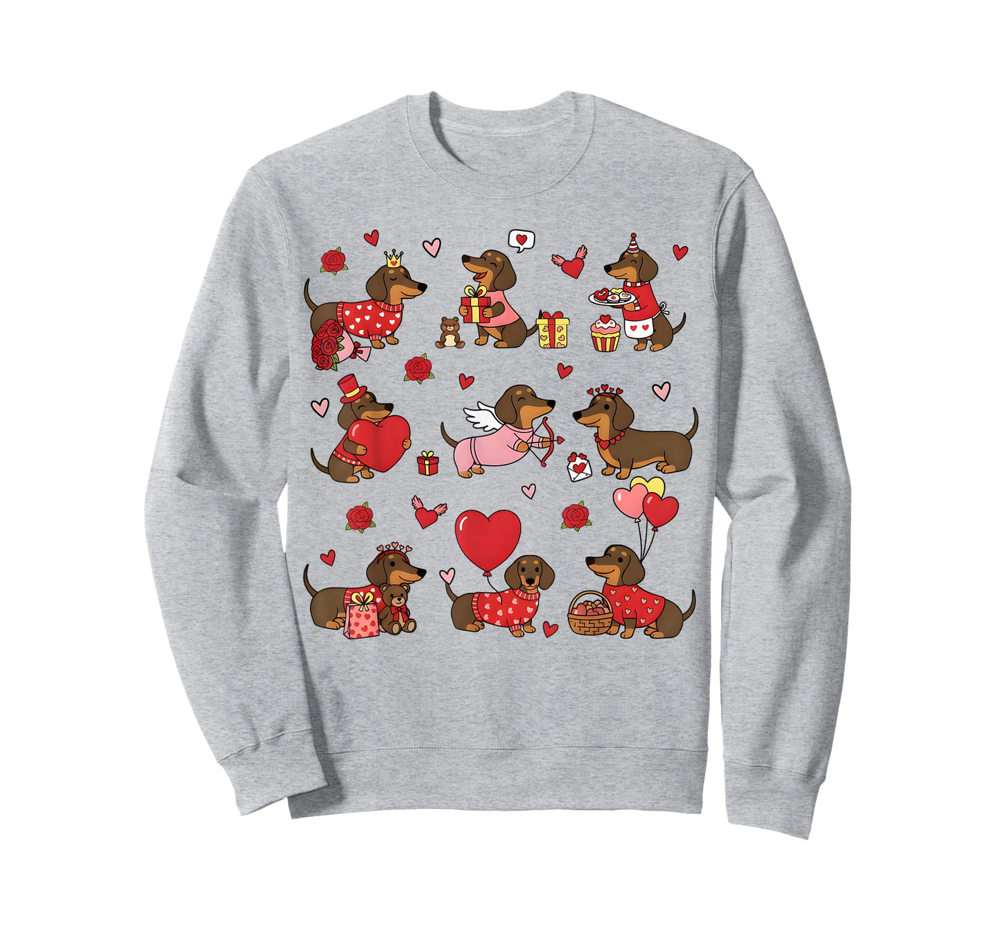 Cute Dachshund Lover Valentines Heart Couple Matching T-Shirt