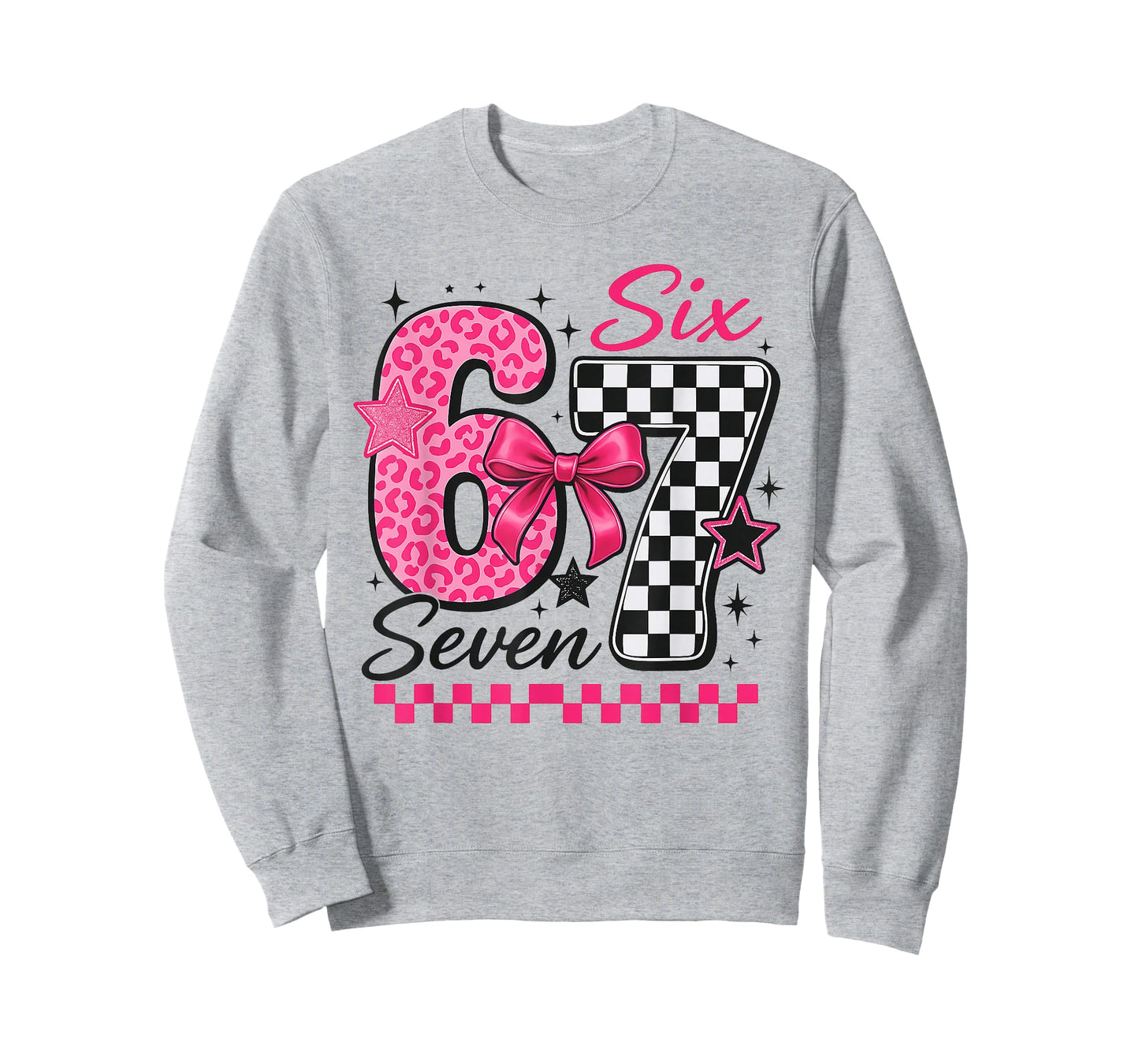 67 Leopard Checkered Funny Six Seven Meme 67 Teachers Kids T-Shirt