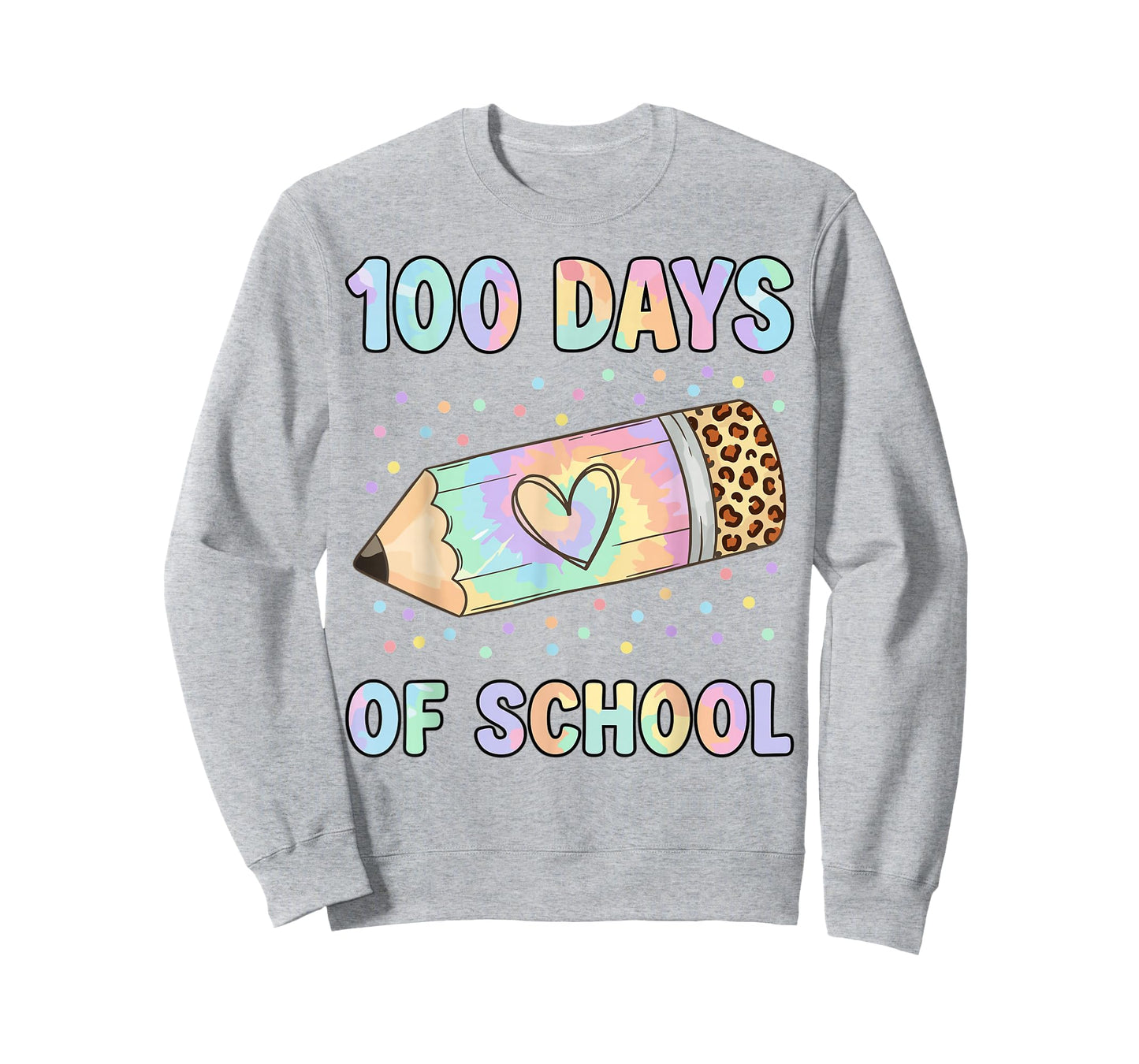 100 Days of School Leopard Tie Dye Pencil Kid T-Shirt