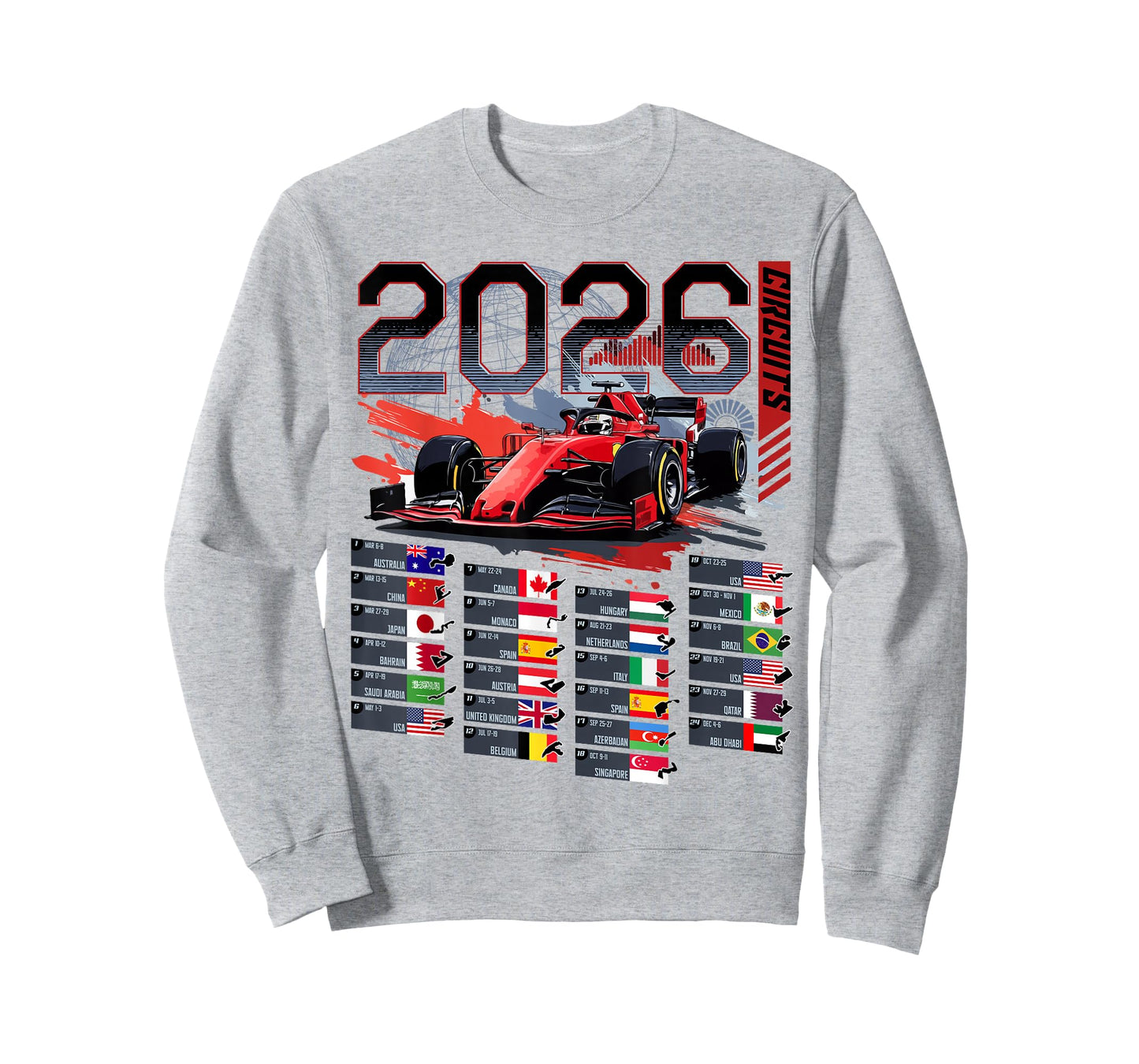 Racing Car Motorsport Schedule Race Circuit Motorsports 2026 T-Shirt