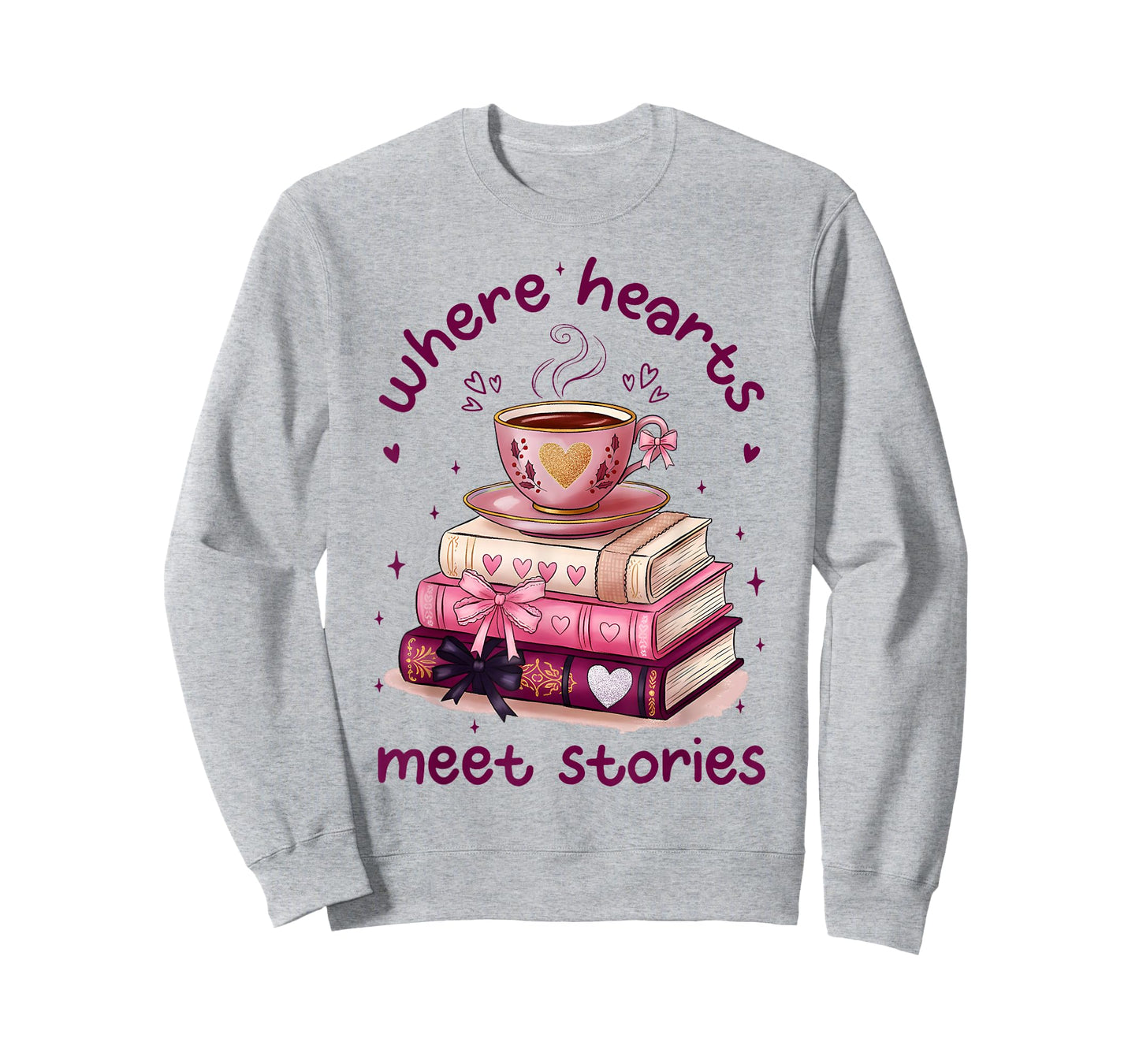 Where Hearts Groovy Meet Stories Coffee Books Valentines Day T-Shirt