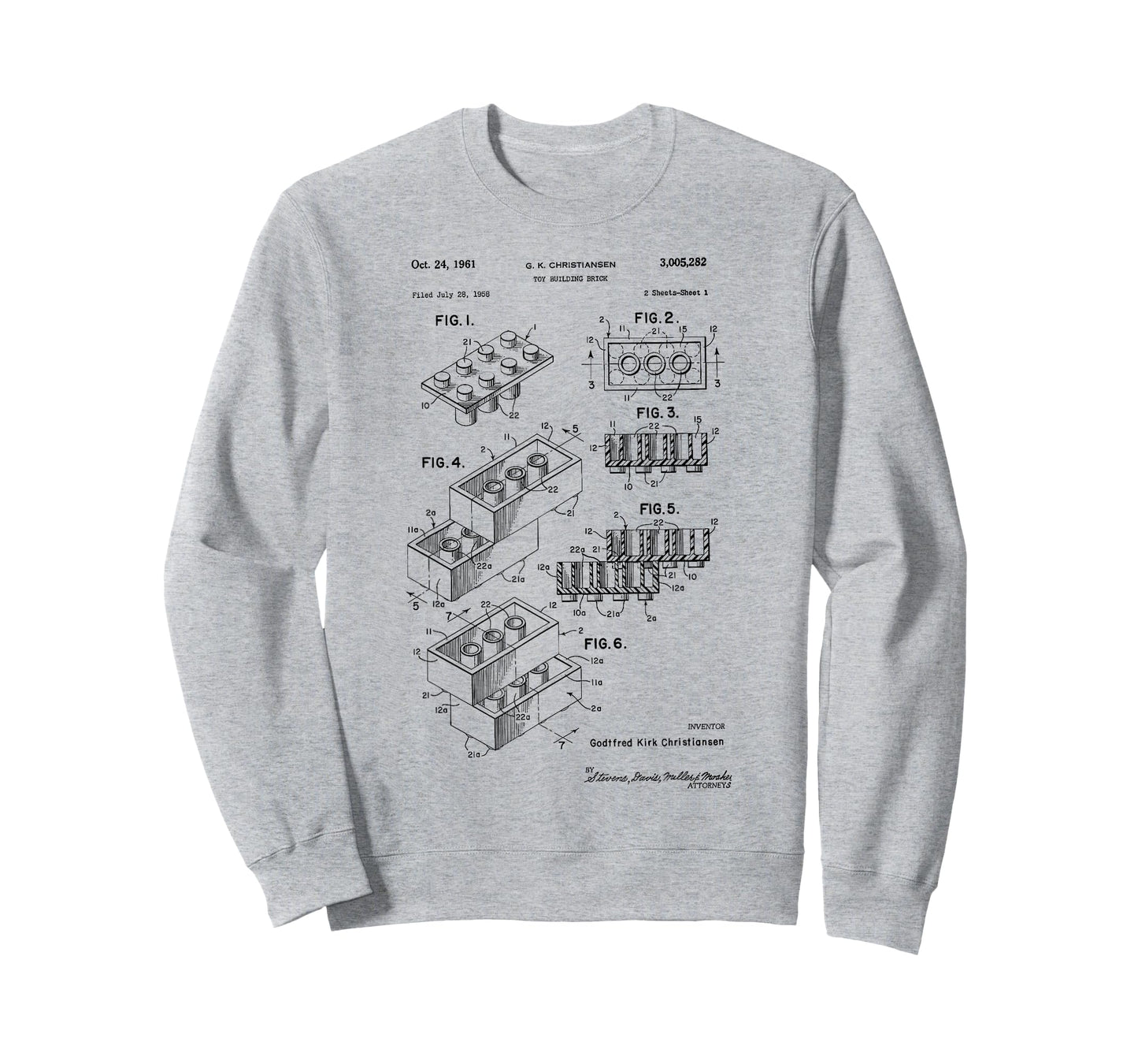 Toy Building Brick Patent Vintage Technical Blueprint T-Shirt