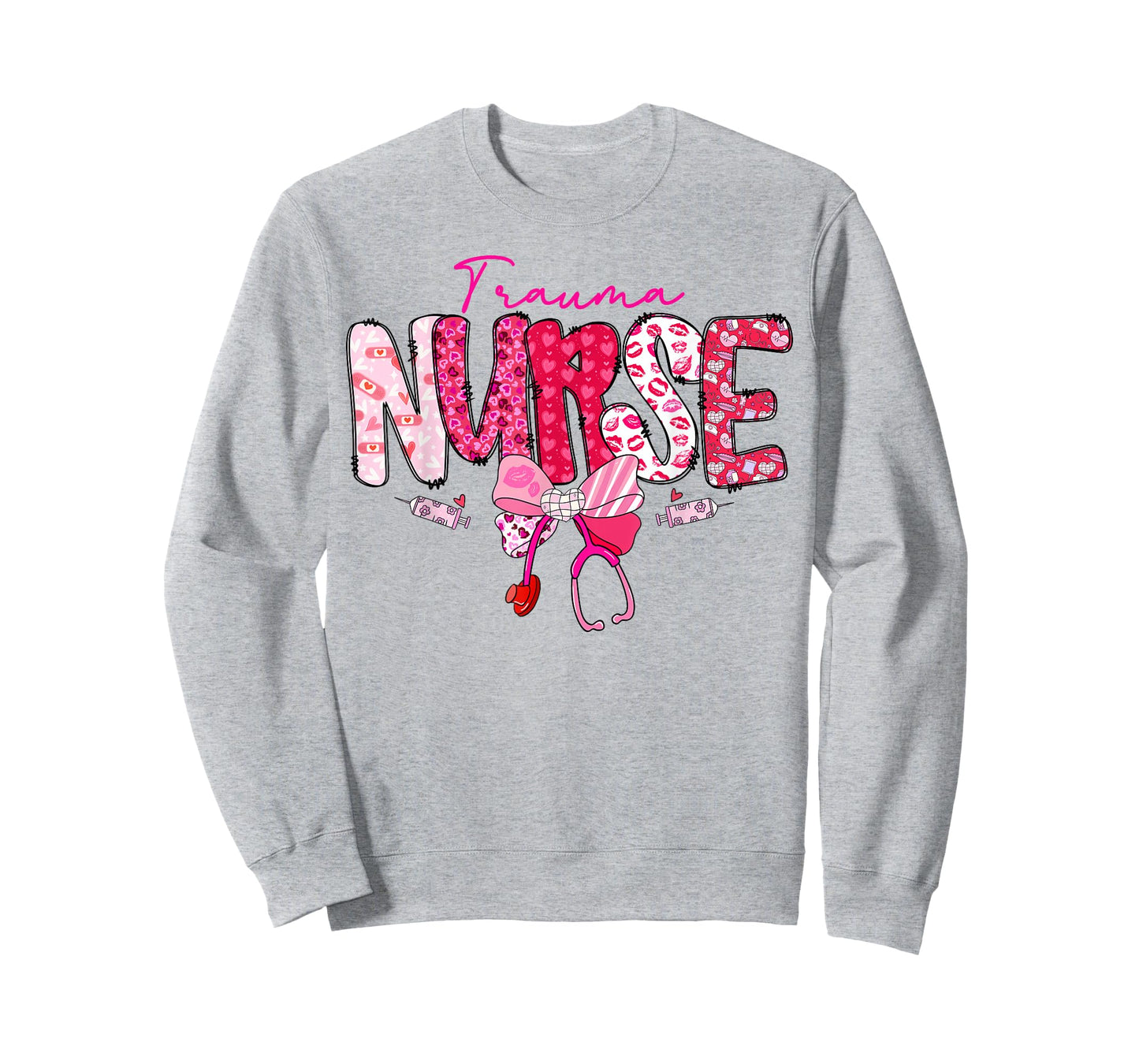 Trauma Nurse Valentine's Day Stethoscope Coquette Bow T-Shirt