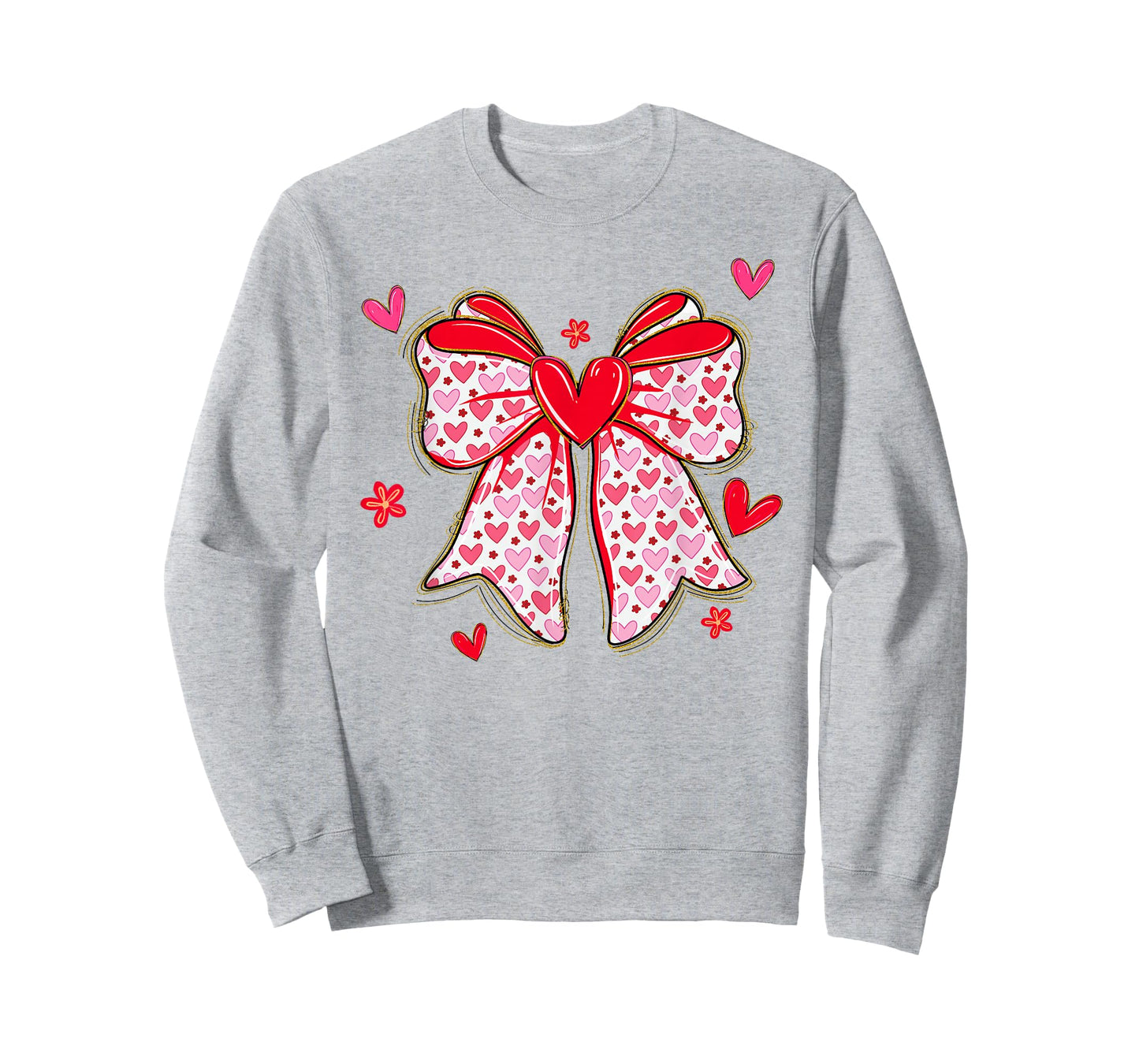 Valentines Day Hearts Coquette Bow Women Girls T-Shirt