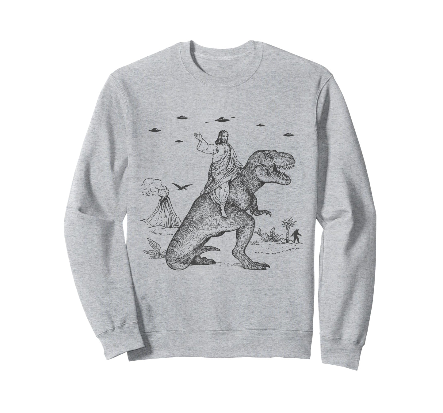 Jesus Riding a T-rex Surreal Dinosaur Era T-Shirt