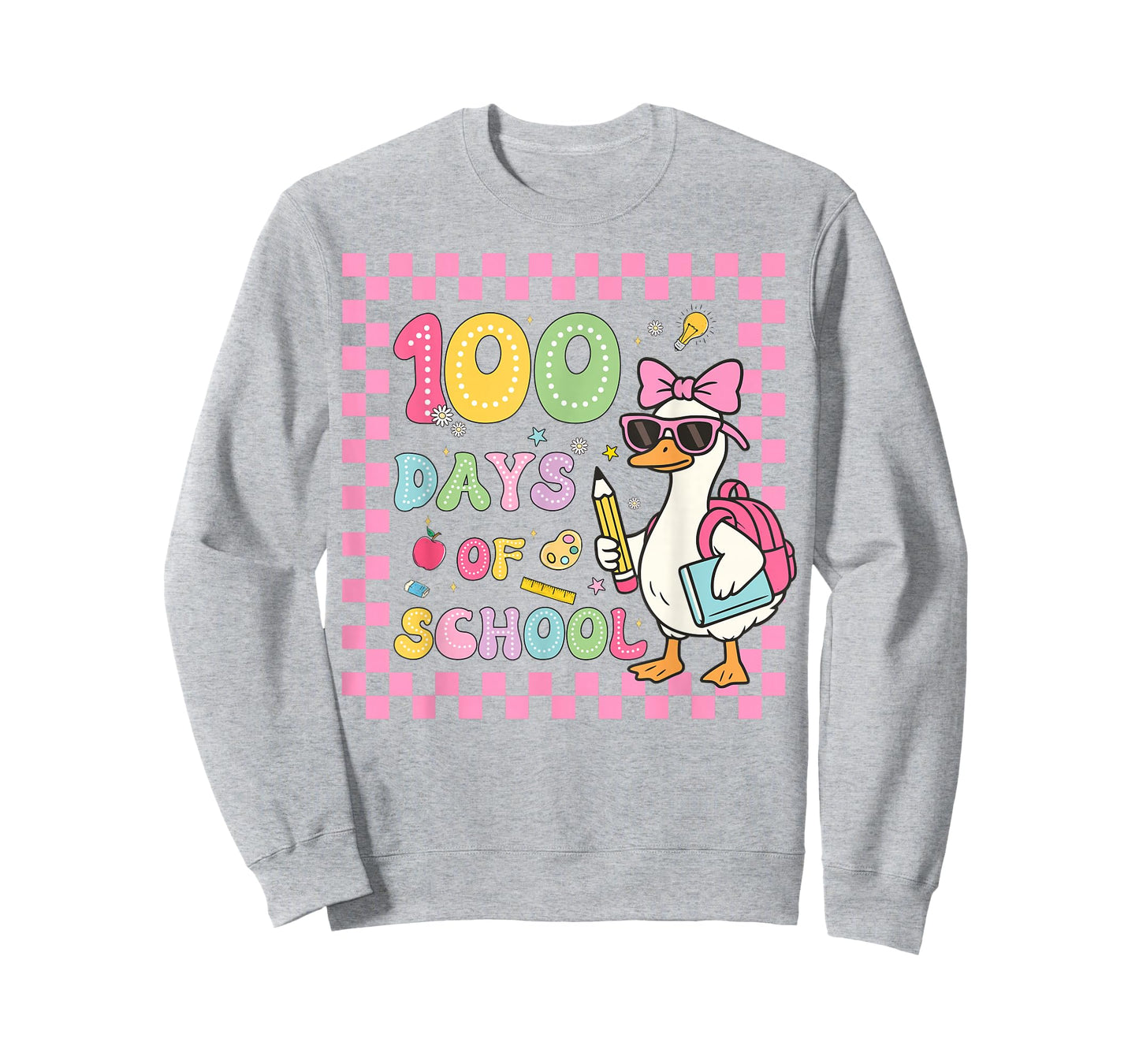 100 Days of School Preppy Goose 100th Day of School Girls T-Shirt
