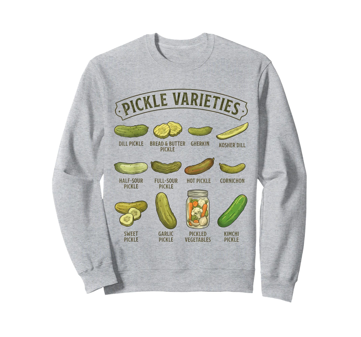 Types of Pickles Varieties Funny Pickle Lover Pickling Adult T-Shirt