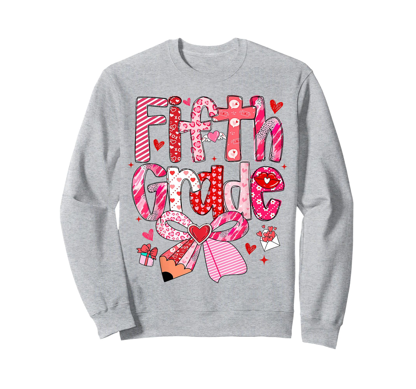 Fifth 5th Grade Valentines Day Coquette Bow Teachers Girls T-Shirt
