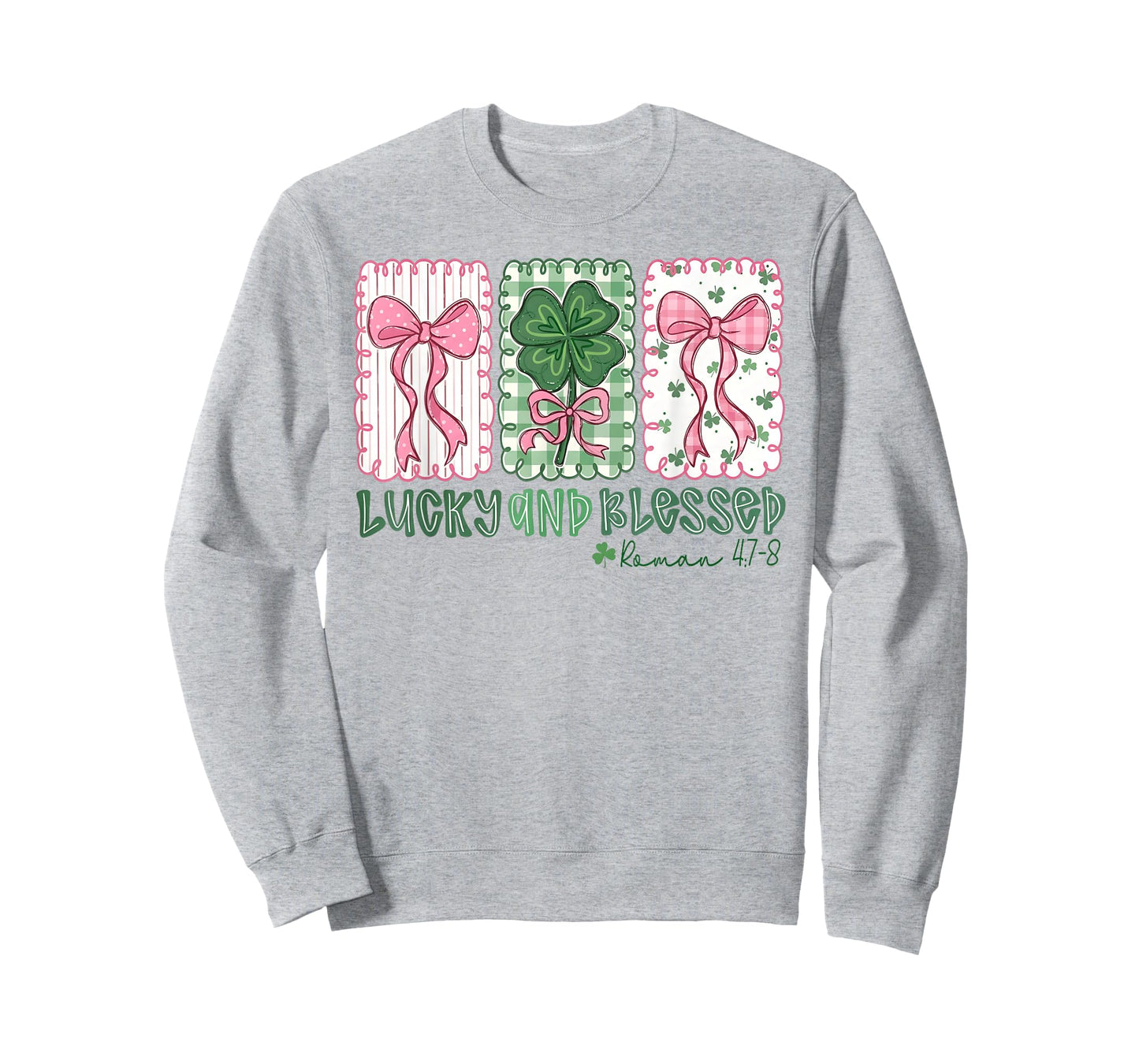 St Patrick's Day Preppy Lucky and Blessed Coquette Bow Girly T-Shirt