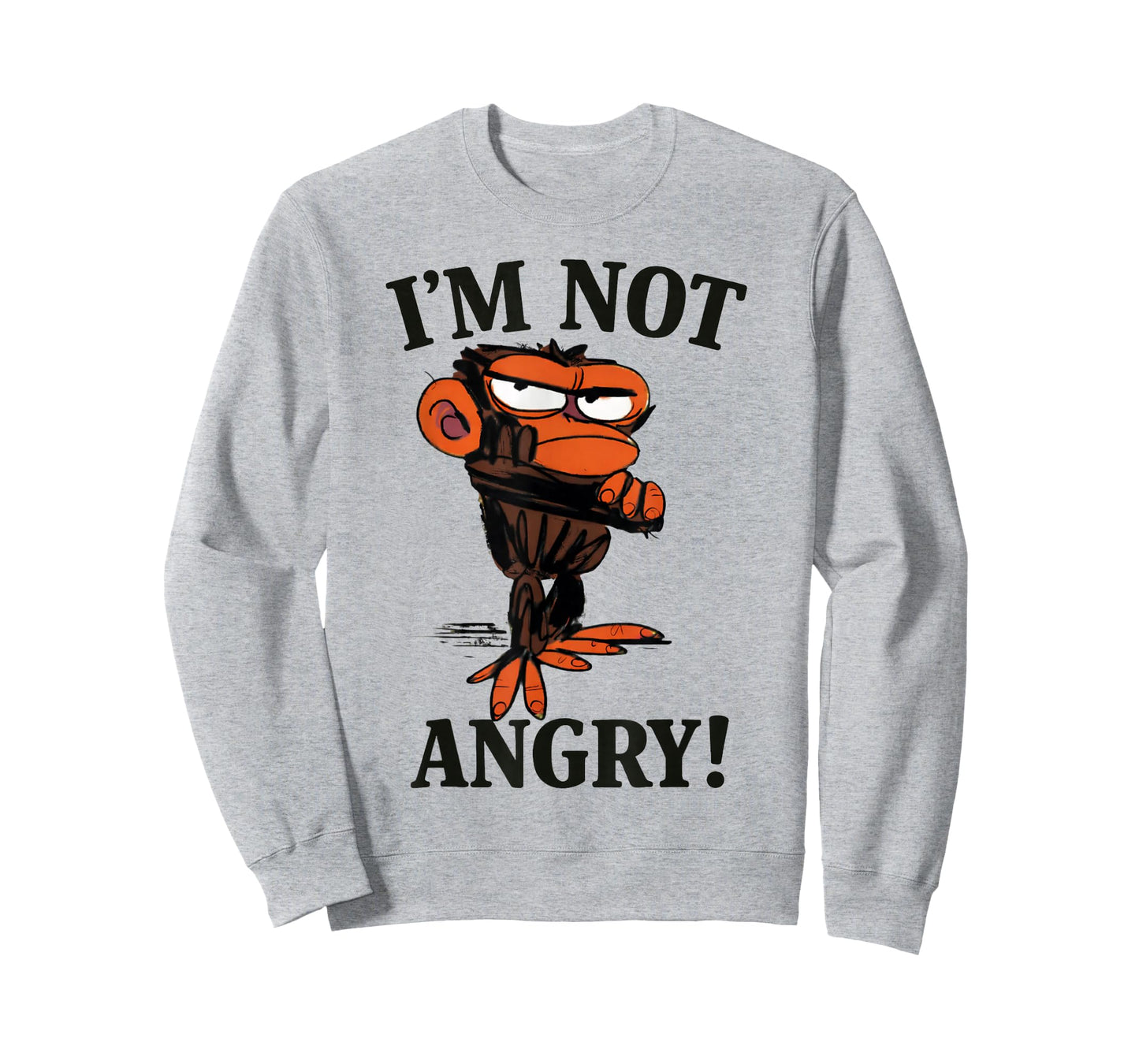 Humor I'm Not Angry Grumpy Funny Monkey Meme T-Shirt