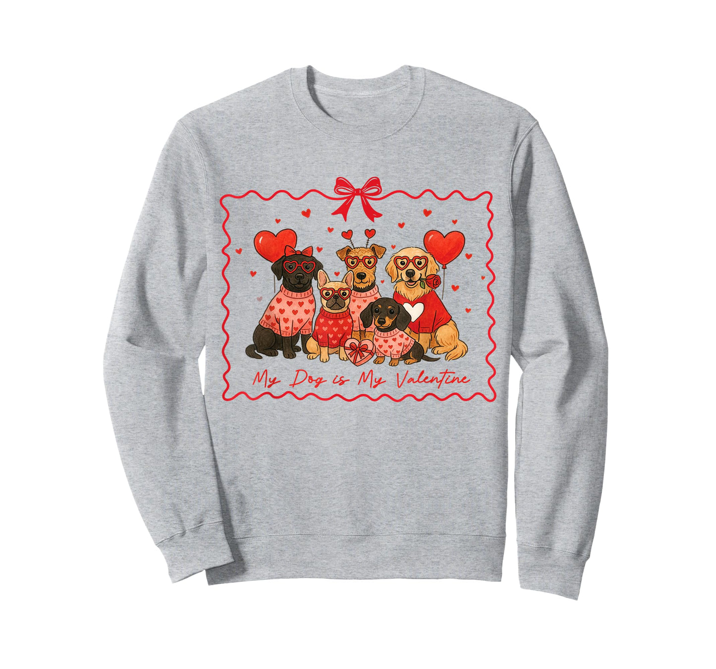My Dog is My Valentine Cute Pup Squad Heart Glasses Dog Mom T-Shirt